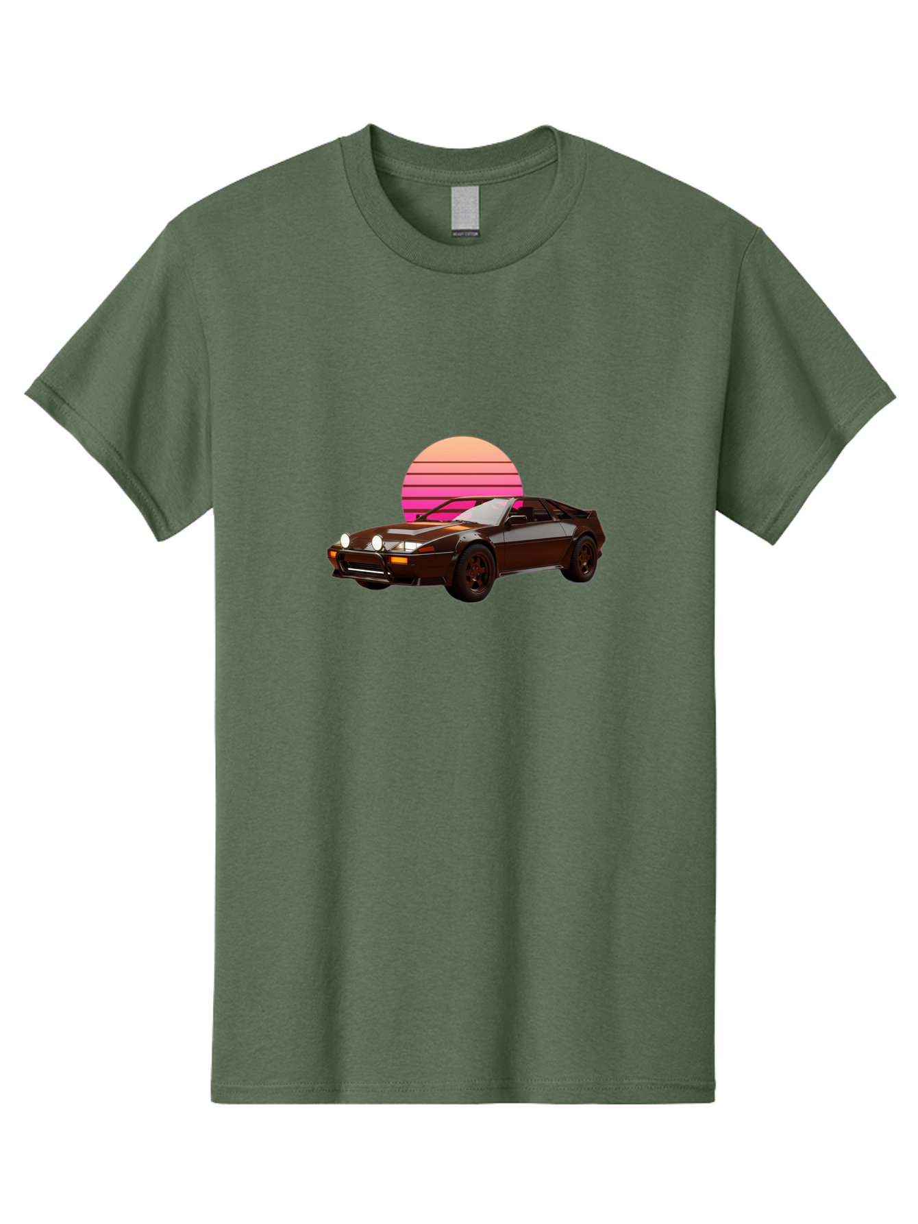 Nissan-240Z Men'S Graphic Tee, 100% Cotton, Comfortable Casual Summer Wear, Machine Washable, Vintage Sports Car, Retro Style, Dusk Scene, Gradient Sunset, Nostalgic Feel, Classic Automobile, Vintage Vibes, Iconic Design, Automotive Art, Bab036