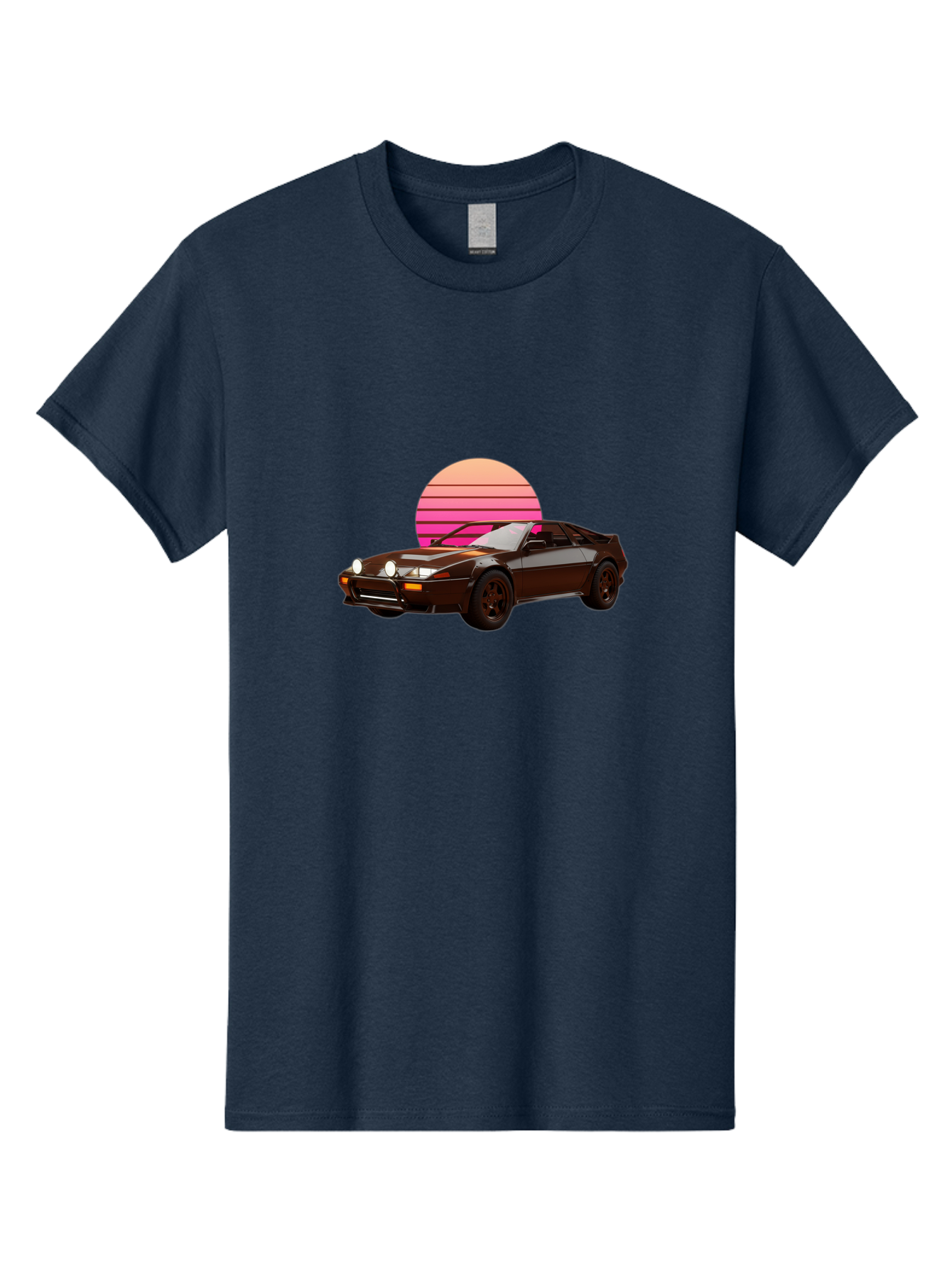 Nissan-240Z Men'S Graphic Tee, 100% Cotton, Comfortable Casual Summer Wear, Machine Washable, Vintage Sports Car, Retro Style, Dusk Scene, Gradient Sunset, Nostalgic Feel, Classic Automobile, Vintage Vibes, Iconic Design, Automotive Art, Bab036