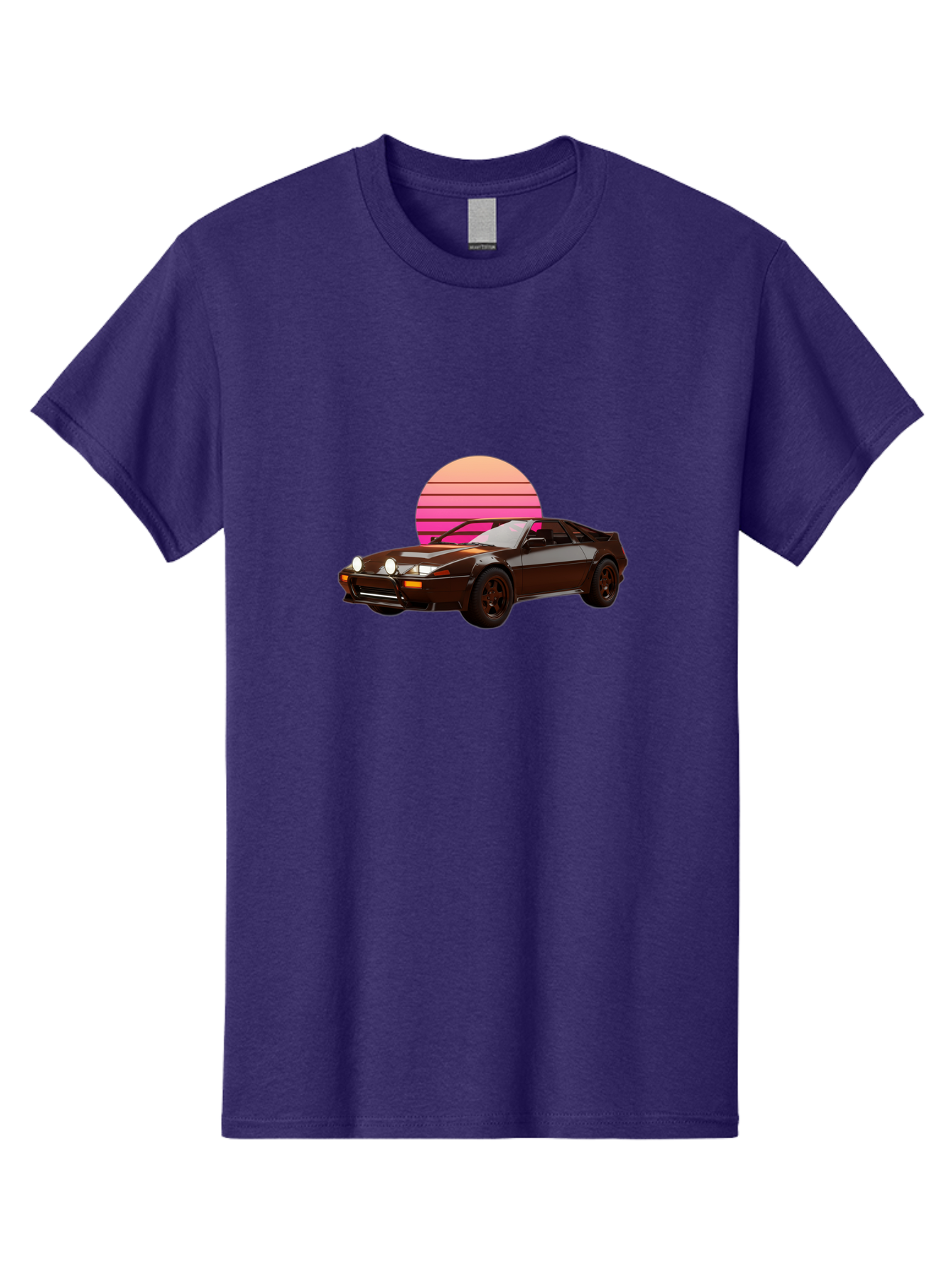 Nissan-240Z Men'S Graphic Tee, 100% Cotton, Comfortable Casual Summer Wear, Machine Washable, Vintage Sports Car, Retro Style, Dusk Scene, Gradient Sunset, Nostalgic Feel, Classic Automobile, Vintage Vibes, Iconic Design, Automotive Art, Bab036