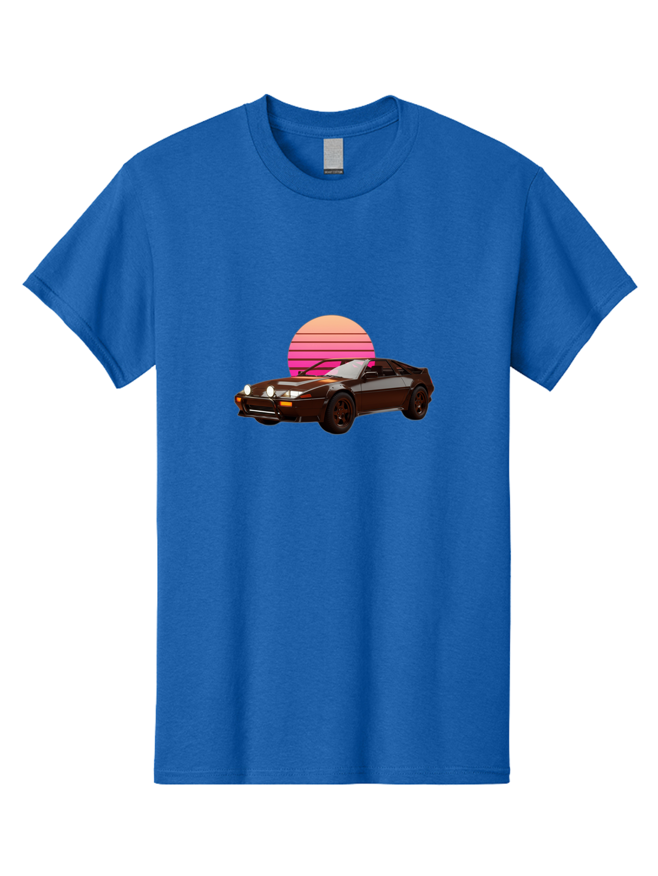 Nissan-240Z Men'S Graphic Tee, 100% Cotton, Comfortable Casual Summer Wear, Machine Washable, Vintage Sports Car, Retro Style, Dusk Scene, Gradient Sunset, Nostalgic Feel, Classic Automobile, Vintage Vibes, Iconic Design, Automotive Art, Bab036