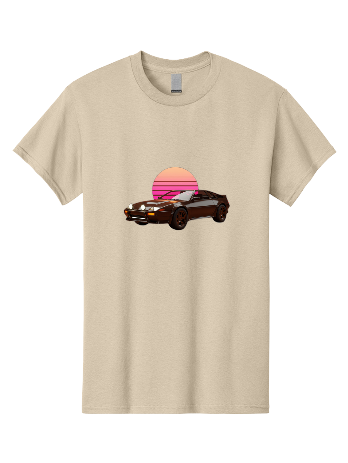 Nissan-240Z Men'S Graphic Tee, 100% Cotton, Comfortable Casual Summer Wear, Machine Washable, Vintage Sports Car, Retro Style, Dusk Scene, Gradient Sunset, Nostalgic Feel, Classic Automobile, Vintage Vibes, Iconic Design, Automotive Art, Bab036