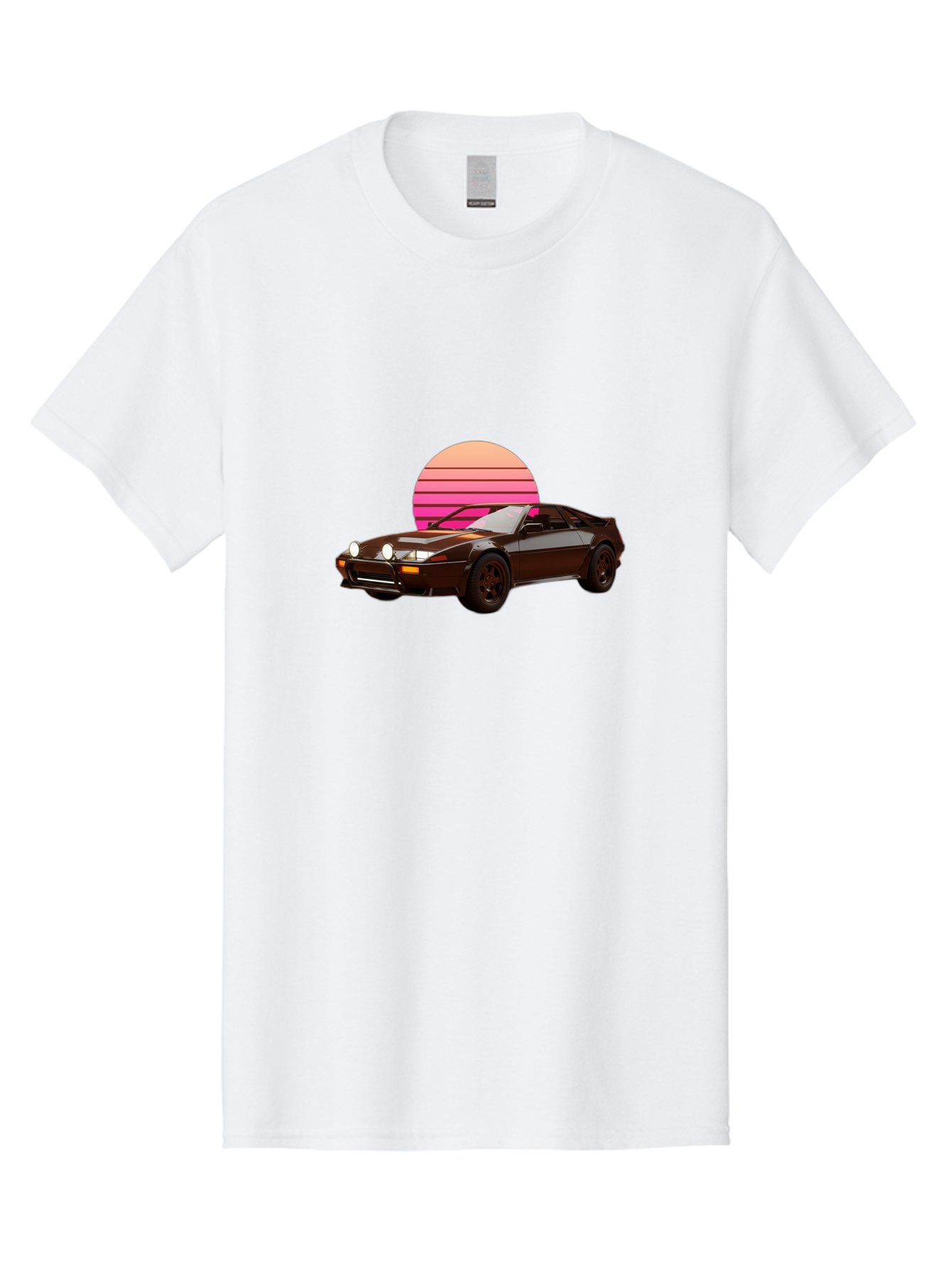 Nissan-240Z Men'S Graphic Tee, 100% Cotton, Comfortable Casual Summer Wear, Machine Washable, Vintage Sports Car, Retro Style, Dusk Scene, Gradient Sunset, Nostalgic Feel, Classic Automobile, Vintage Vibes, Iconic Design, Automotive Art, Bab036