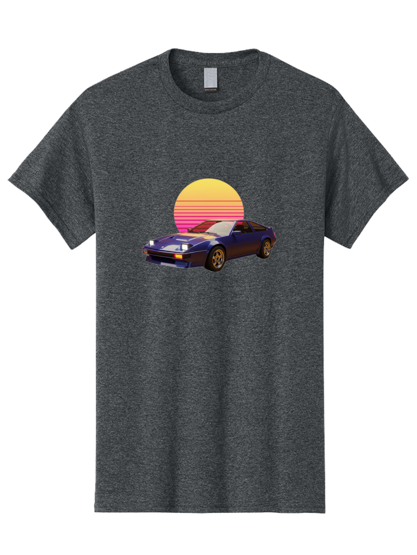Nissan-280Zx Men'S Graphic Tee, 100% Cotton, Comfortable Casual Summer Wear, Machine Washable, Retro Sports Car, Vintage Automobile, 80S Style, Pop Art, Neon Colors, Gradient Sun, Futuristic Design, Classic Ride, Nostalgic Feel, Bab037