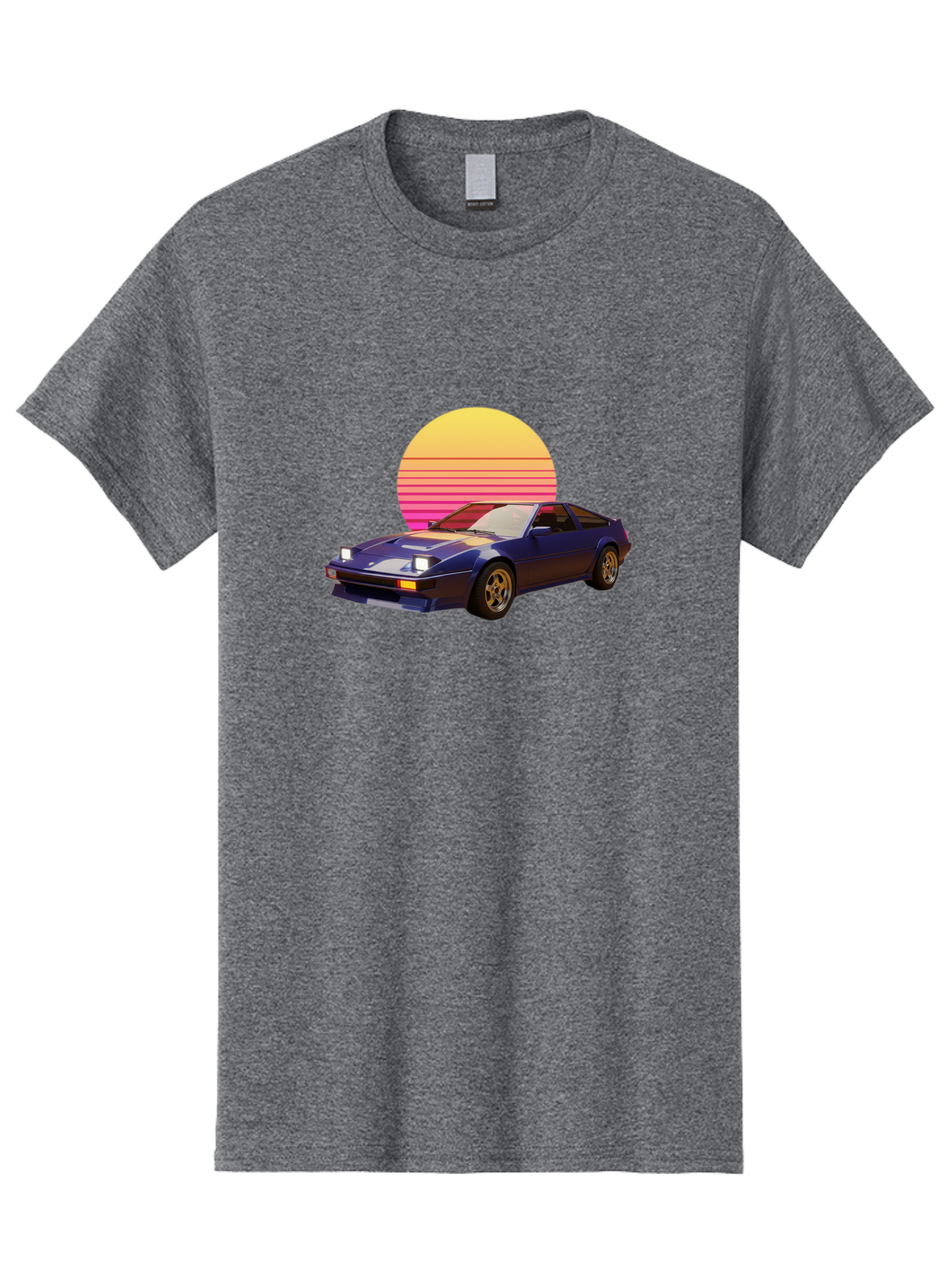 Nissan-280Zx Men'S Graphic Tee, 100% Cotton, Comfortable Casual Summer Wear, Machine Washable, Retro Sports Car, Vintage Automobile, 80S Style, Pop Art, Neon Colors, Gradient Sun, Futuristic Design, Classic Ride, Nostalgic Feel, Bab037