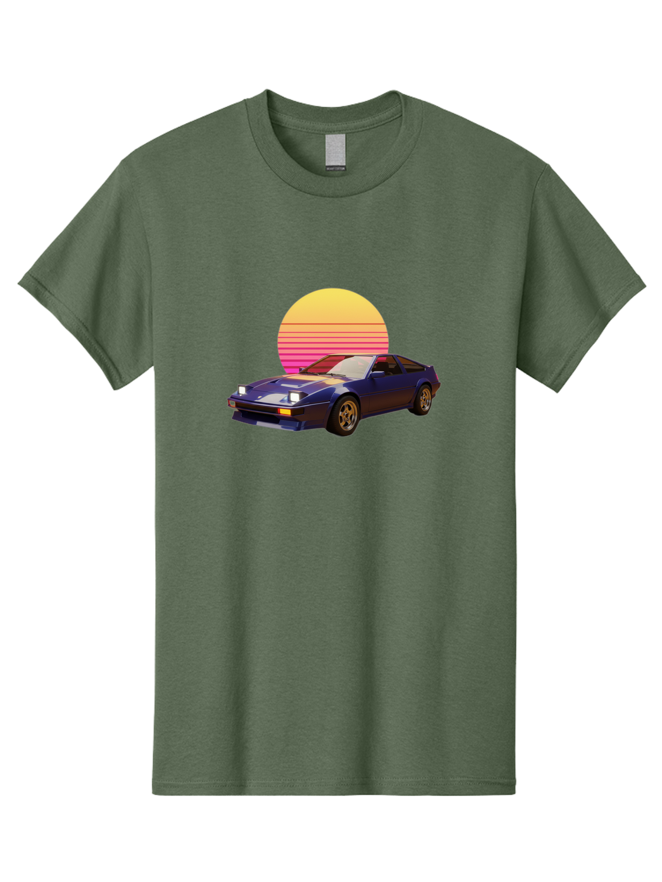 Nissan-280Zx Men'S Graphic Tee, 100% Cotton, Comfortable Casual Summer Wear, Machine Washable, Retro Sports Car, Vintage Automobile, 80S Style, Pop Art, Neon Colors, Gradient Sun, Futuristic Design, Classic Ride, Nostalgic Feel, Bab037