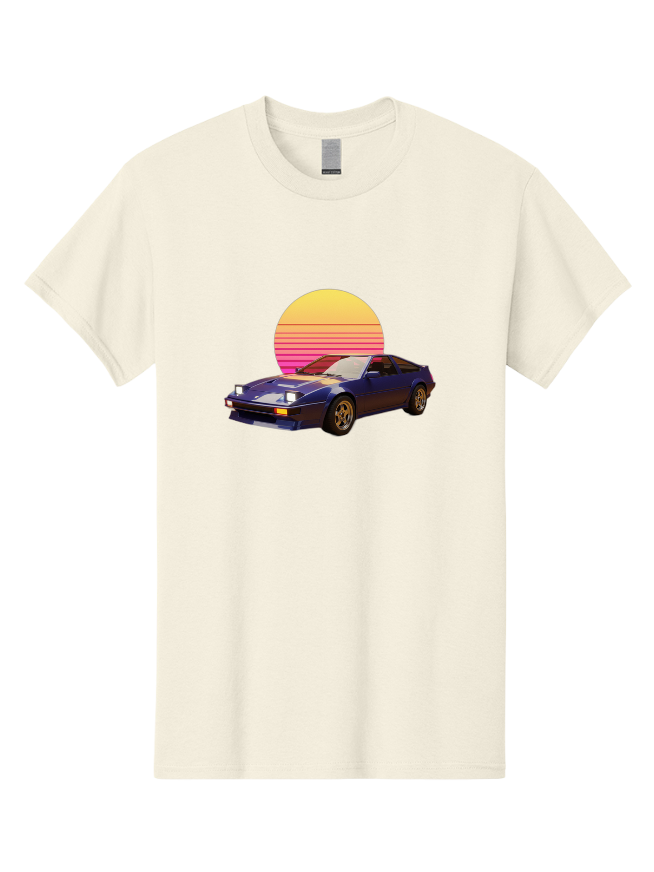 Nissan-280Zx Men'S Graphic Tee, 100% Cotton, Comfortable Casual Summer Wear, Machine Washable, Retro Sports Car, Vintage Automobile, 80S Style, Pop Art, Neon Colors, Gradient Sun, Futuristic Design, Classic Ride, Nostalgic Feel, Bab037