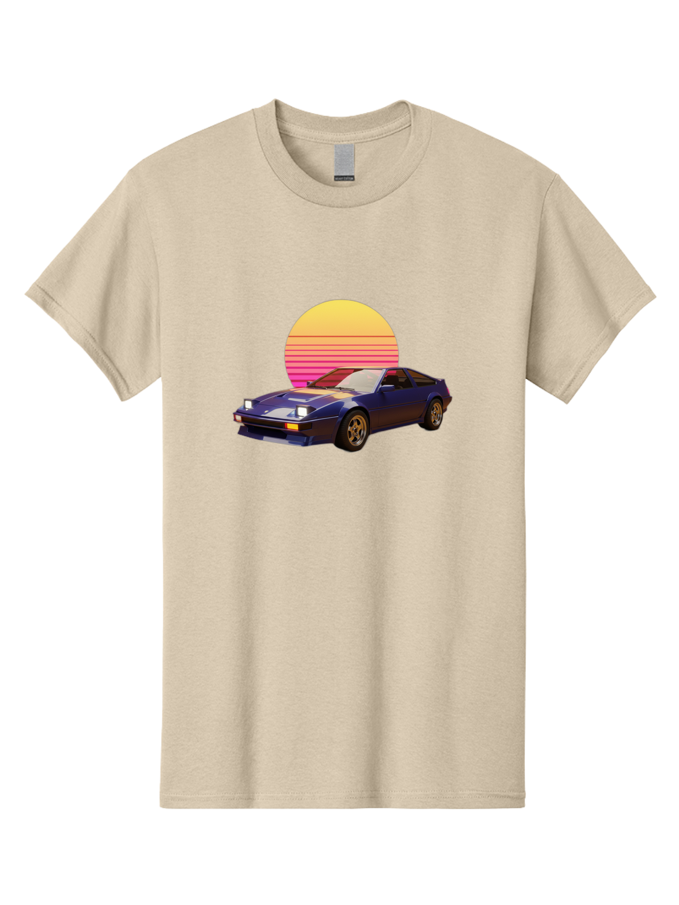 Nissan-280Zx Men'S Graphic Tee, 100% Cotton, Comfortable Casual Summer Wear, Machine Washable, Retro Sports Car, Vintage Automobile, 80S Style, Pop Art, Neon Colors, Gradient Sun, Futuristic Design, Classic Ride, Nostalgic Feel, Bab037