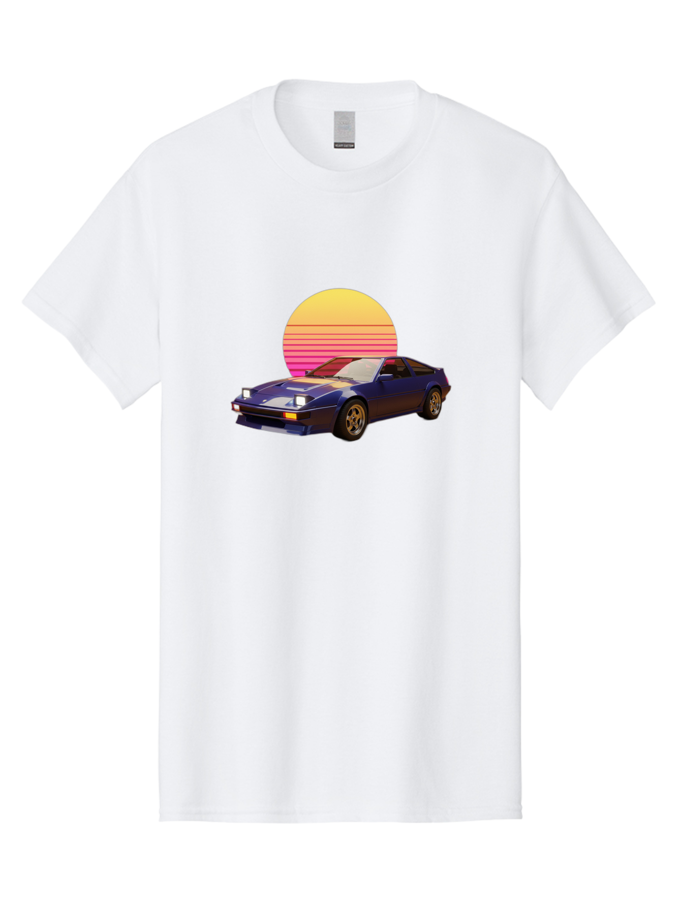 Nissan-280Zx Men'S Graphic Tee, 100% Cotton, Comfortable Casual Summer Wear, Machine Washable, Retro Sports Car, Vintage Automobile, 80S Style, Pop Art, Neon Colors, Gradient Sun, Futuristic Design, Classic Ride, Nostalgic Feel, Bab037