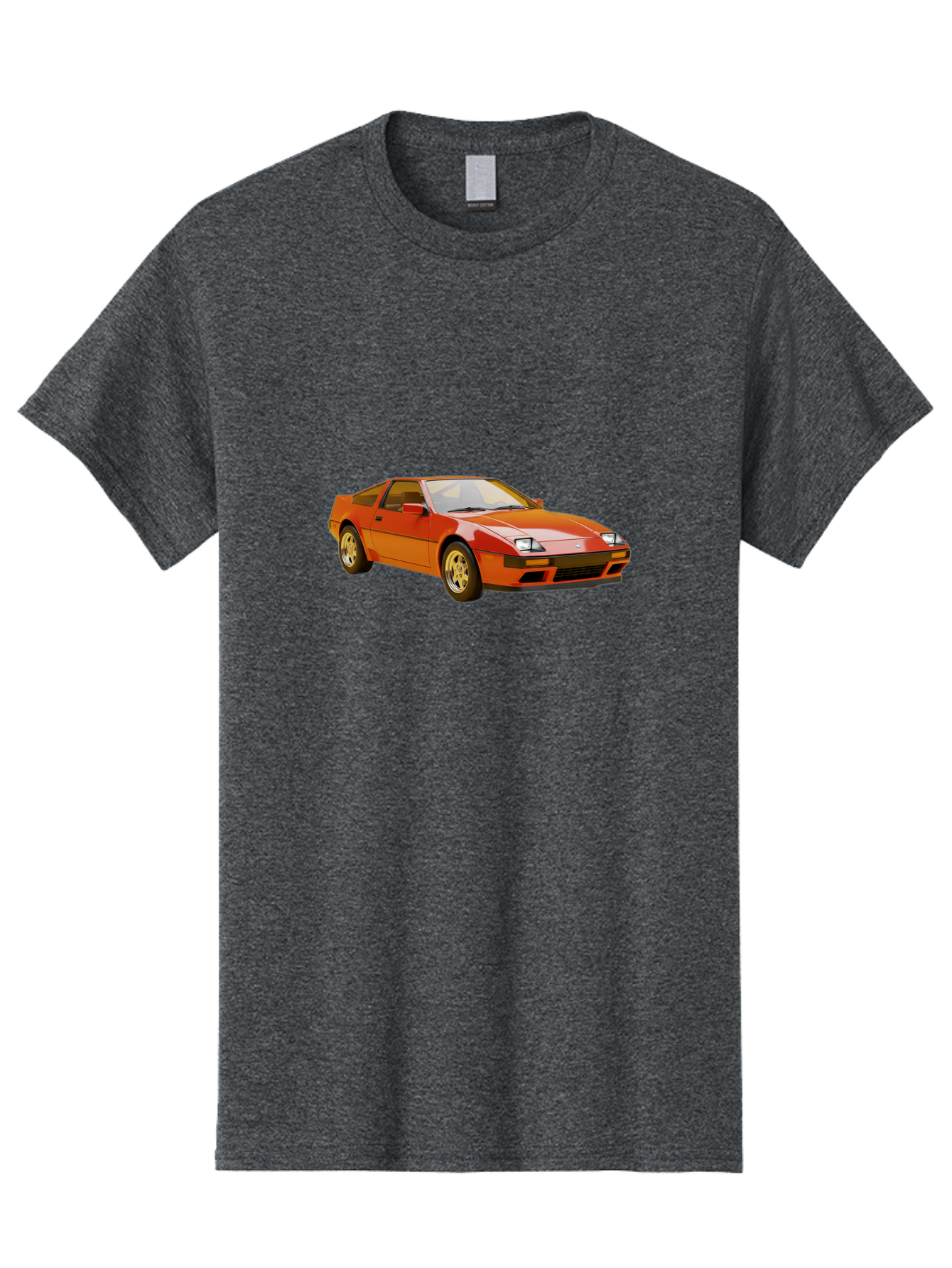 Nissan-300Zx-1 Men'S Graphic Tee, 100% Cotton, Comfortable Casual Summer Wear, Machine Washable, Nissan 300Zx Sports Car, Orange Sports Car, Classic Car Design, Vintage Automobile, Retro Style, Sleek, High-Performance Vehicle, Automotive Art Bab038