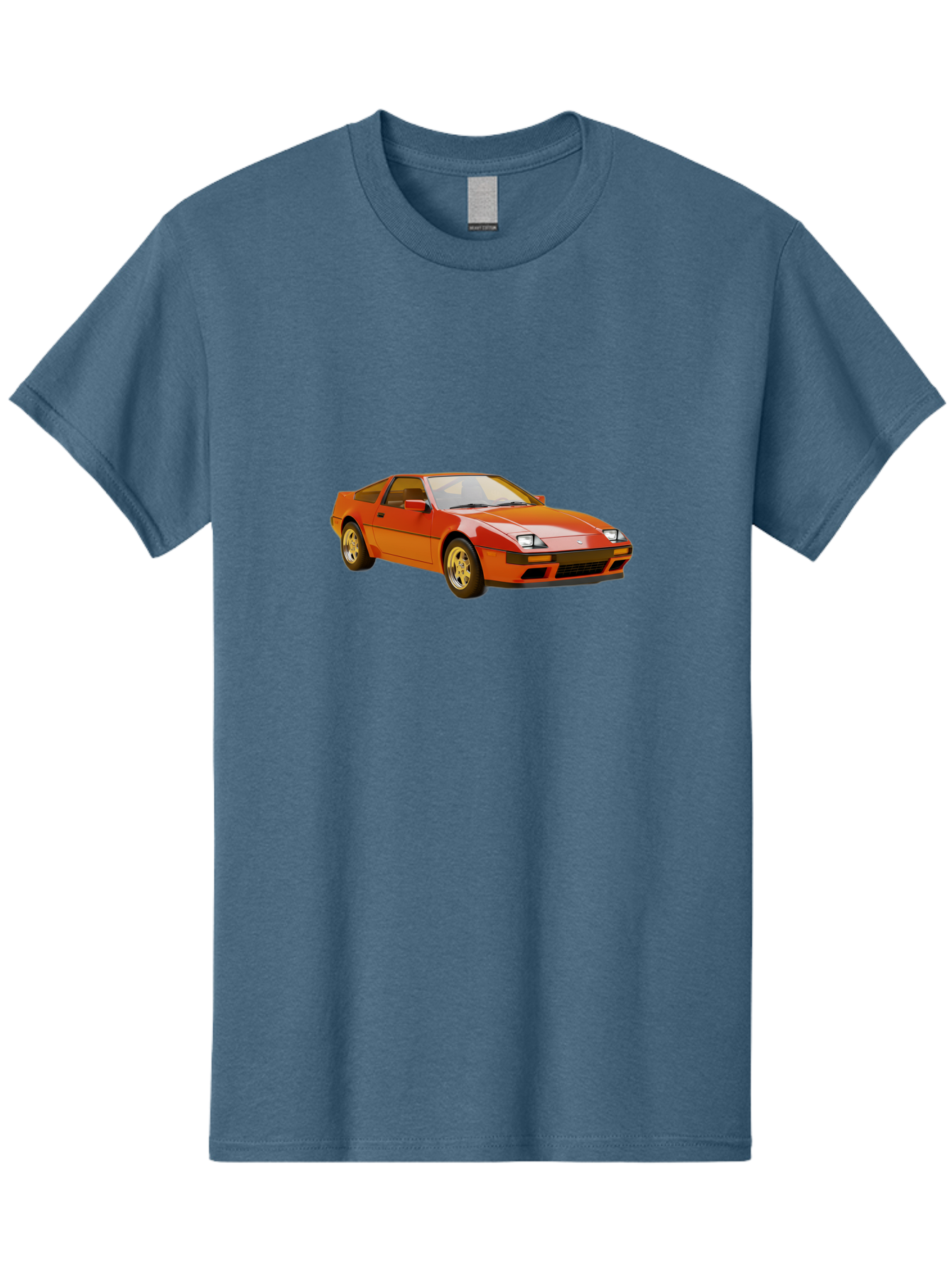 Nissan-300Zx-1 Men'S Graphic Tee, 100% Cotton, Comfortable Casual Summer Wear, Machine Washable, Nissan 300Zx Sports Car, Orange Sports Car, Classic Car Design, Vintage Automobile, Retro Style, Sleek, High-Performance Vehicle, Automotive Art Bab038