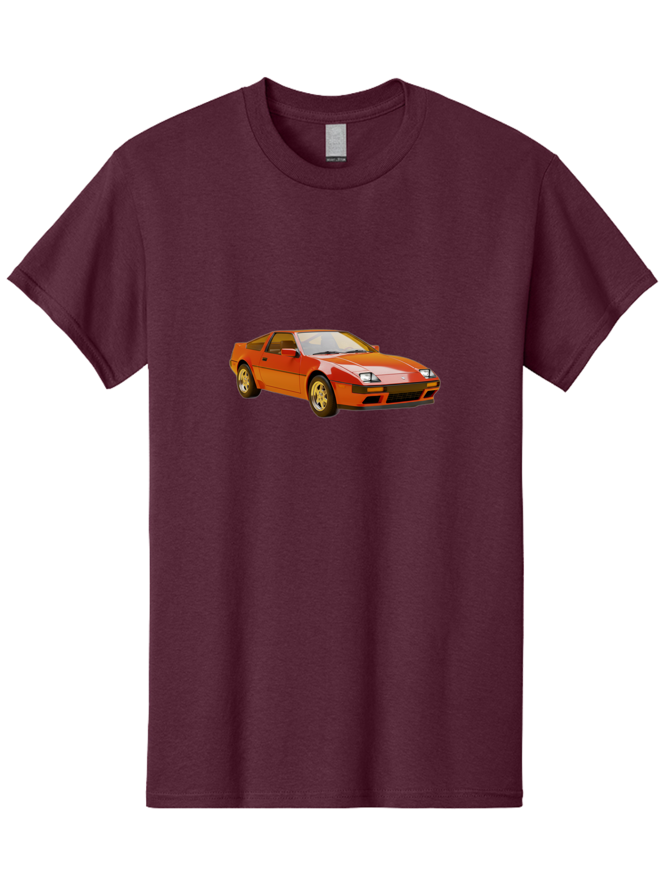 Nissan-300Zx-1 Men'S Graphic Tee, 100% Cotton, Comfortable Casual Summer Wear, Machine Washable, Nissan 300Zx Sports Car, Orange Sports Car, Classic Car Design, Vintage Automobile, Retro Style, Sleek, High-Performance Vehicle, Automotive Art Bab038