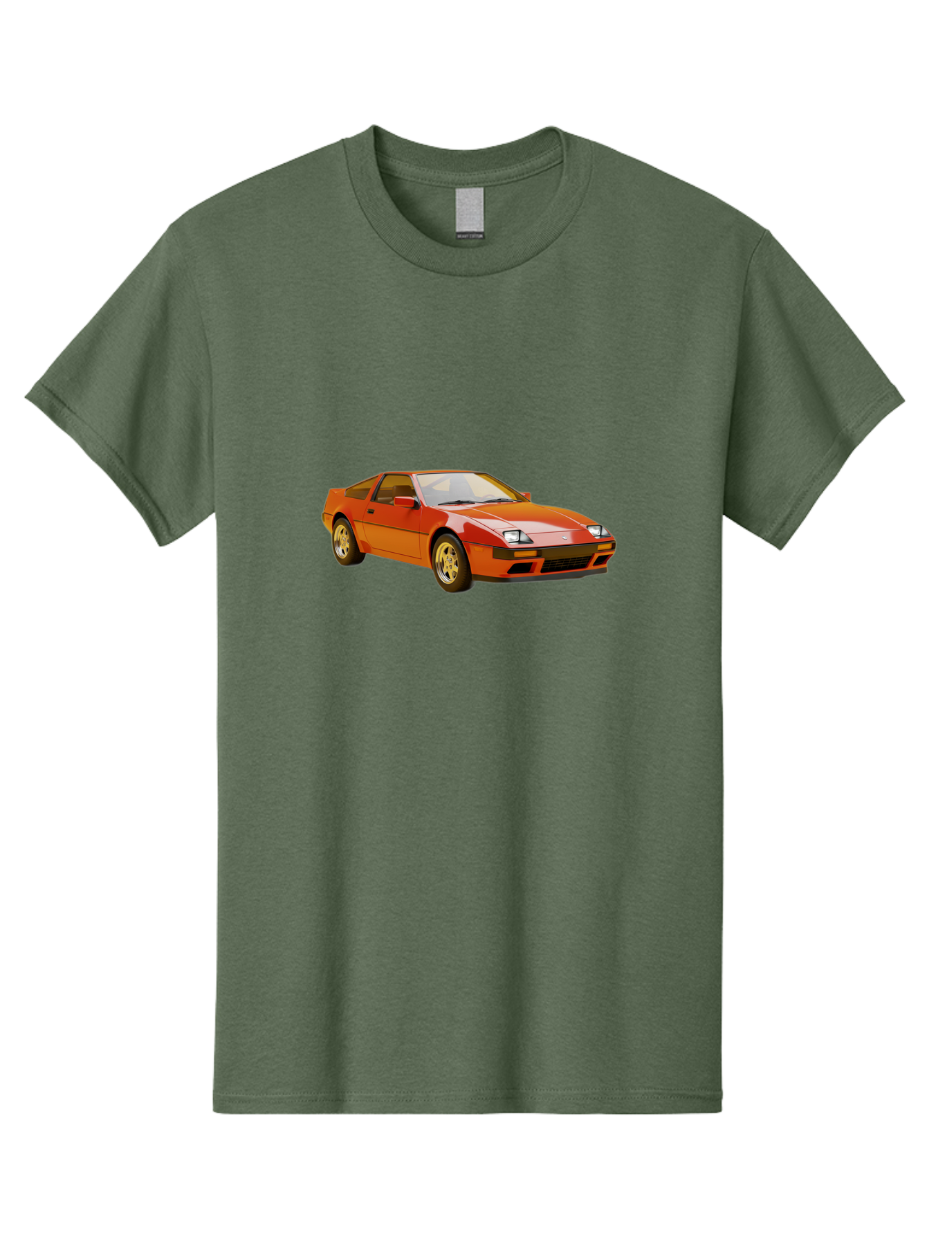 Nissan-300Zx-1 Men'S Graphic Tee, 100% Cotton, Comfortable Casual Summer Wear, Machine Washable, Nissan 300Zx Sports Car, Orange Sports Car, Classic Car Design, Vintage Automobile, Retro Style, Sleek, High-Performance Vehicle, Automotive Art Bab038