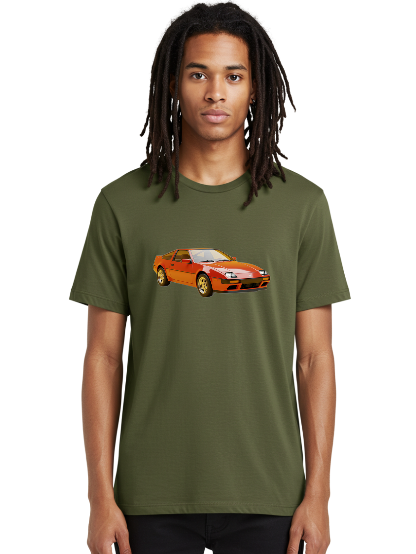 Nissan-300Zx-1 Men'S Graphic Tee, 100% Cotton, Comfortable Casual Summer Wear, Machine Washable, Nissan 300Zx Sports Car, Orange Sports Car, Classic Car Design, Vintage Automobile, Retro Style, Sleek, High-Performance Vehicle, Automotive Art Bab038