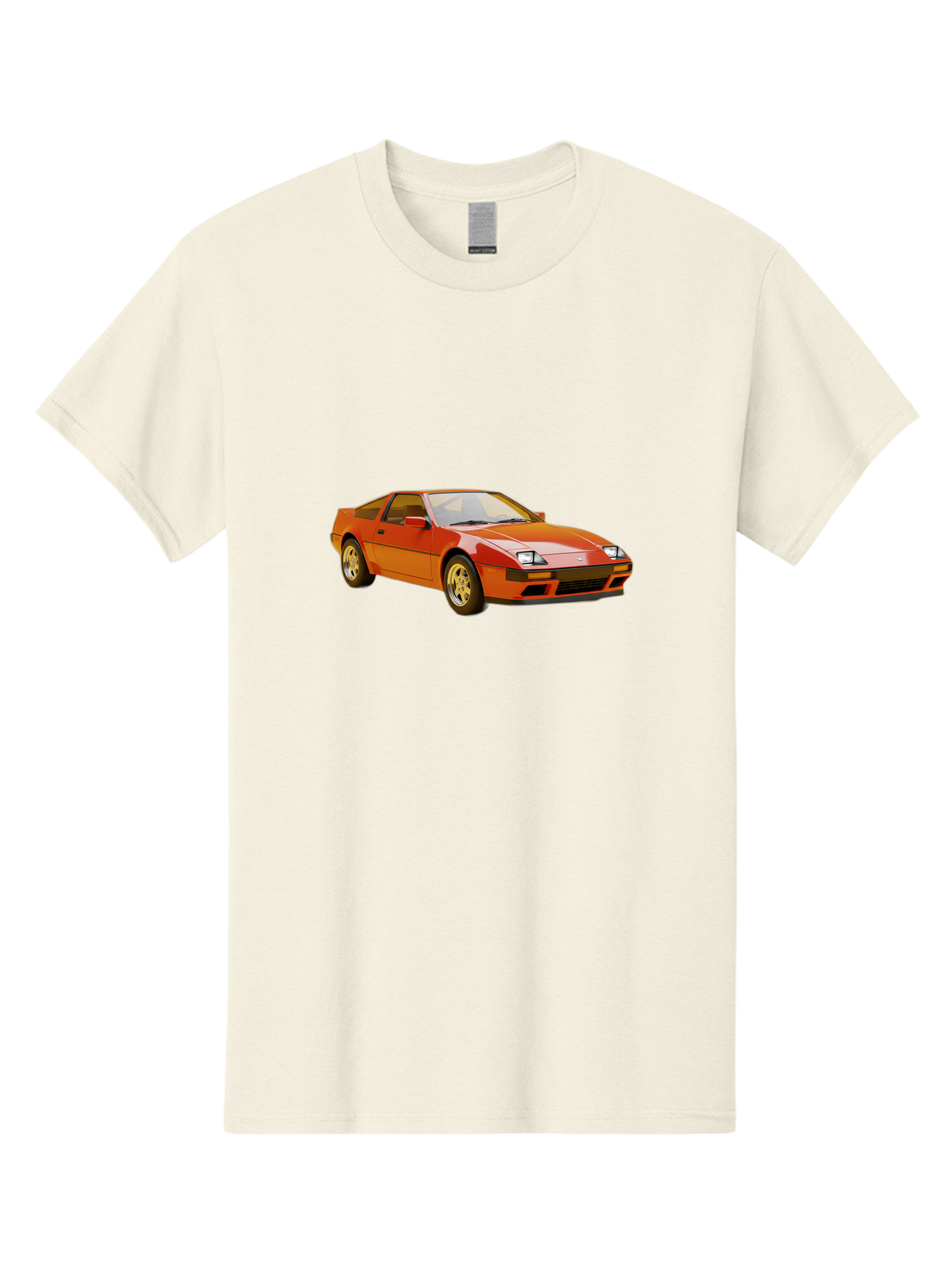Nissan-300Zx-1 Men'S Graphic Tee, 100% Cotton, Comfortable Casual Summer Wear, Machine Washable, Nissan 300Zx Sports Car, Orange Sports Car, Classic Car Design, Vintage Automobile, Retro Style, Sleek, High-Performance Vehicle, Automotive Art Bab038