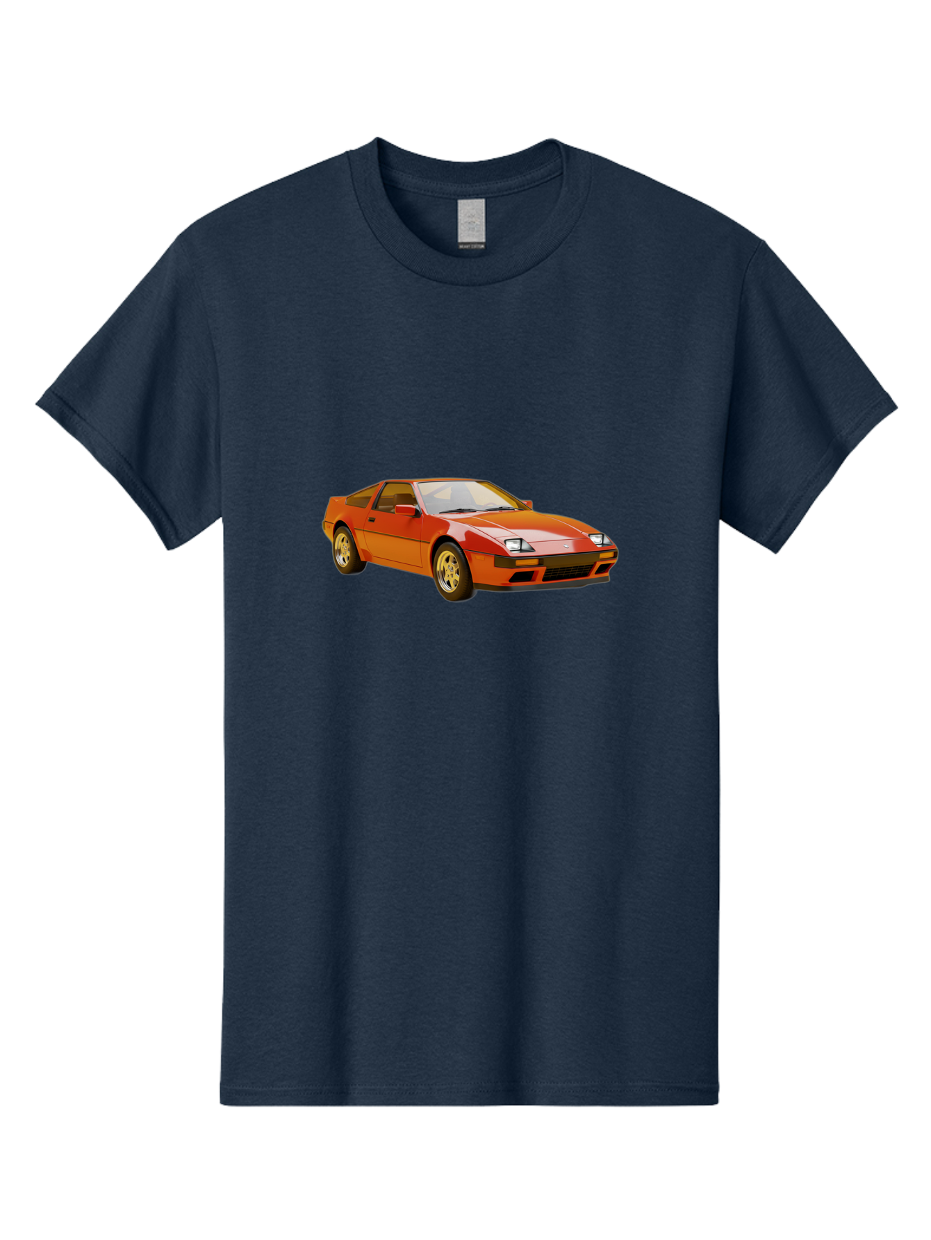Nissan-300Zx-1 Men'S Graphic Tee, 100% Cotton, Comfortable Casual Summer Wear, Machine Washable, Nissan 300Zx Sports Car, Orange Sports Car, Classic Car Design, Vintage Automobile, Retro Style, Sleek, High-Performance Vehicle, Automotive Art Bab038