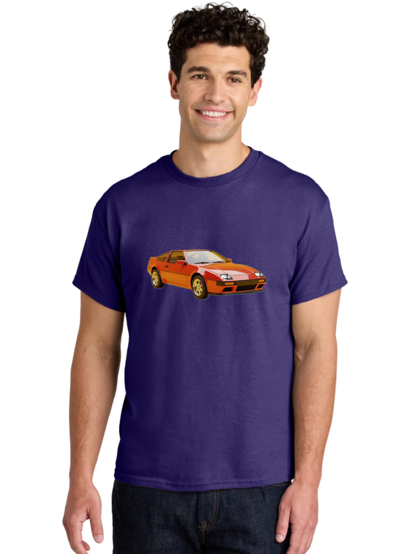 Nissan-300Zx-1 Men'S Graphic Tee, 100% Cotton, Comfortable Casual Summer Wear, Machine Washable, Nissan 300Zx Sports Car, Orange Sports Car, Classic Car Design, Vintage Automobile, Retro Style, Sleek, High-Performance Vehicle, Automotive Art Bab038