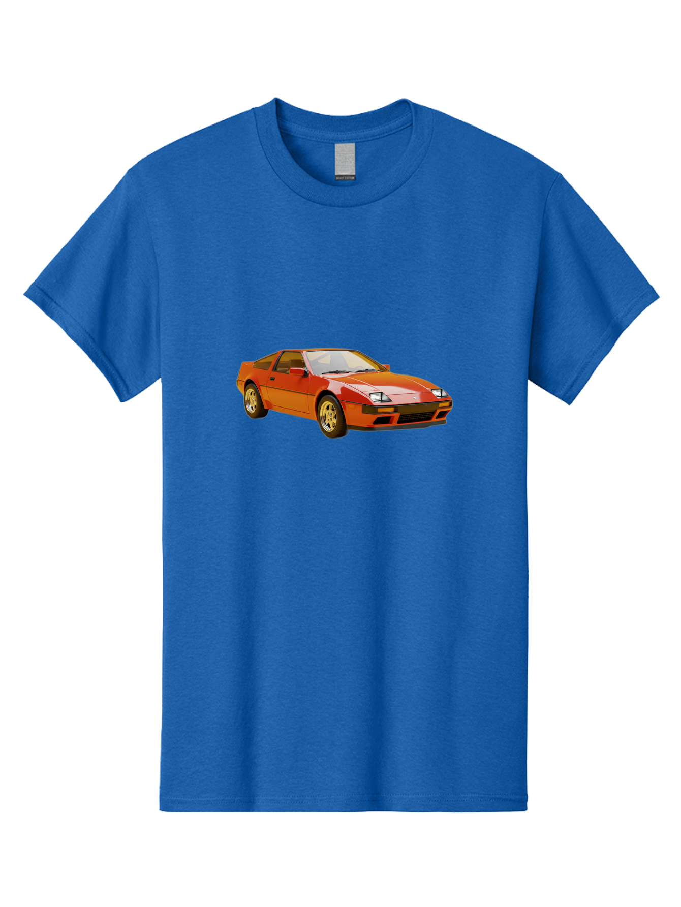 Nissan-300Zx-1 Men'S Graphic Tee, 100% Cotton, Comfortable Casual Summer Wear, Machine Washable, Nissan 300Zx Sports Car, Orange Sports Car, Classic Car Design, Vintage Automobile, Retro Style, Sleek, High-Performance Vehicle, Automotive Art Bab038