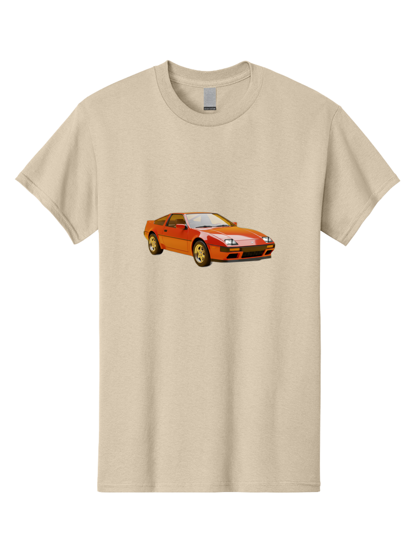 Nissan-300Zx-1 Men'S Graphic Tee, 100% Cotton, Comfortable Casual Summer Wear, Machine Washable, Nissan 300Zx Sports Car, Orange Sports Car, Classic Car Design, Vintage Automobile, Retro Style, Sleek, High-Performance Vehicle, Automotive Art Bab038