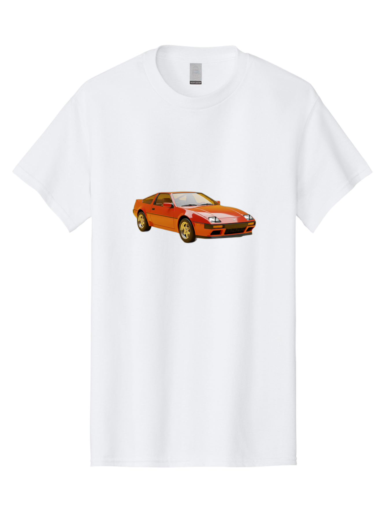 Nissan-300Zx-1 Men'S Graphic Tee, 100% Cotton, Comfortable Casual Summer Wear, Machine Washable, Nissan 300Zx Sports Car, Orange Sports Car, Classic Car Design, Vintage Automobile, Retro Style, Sleek, High-Performance Vehicle, Automotive Art Bab038