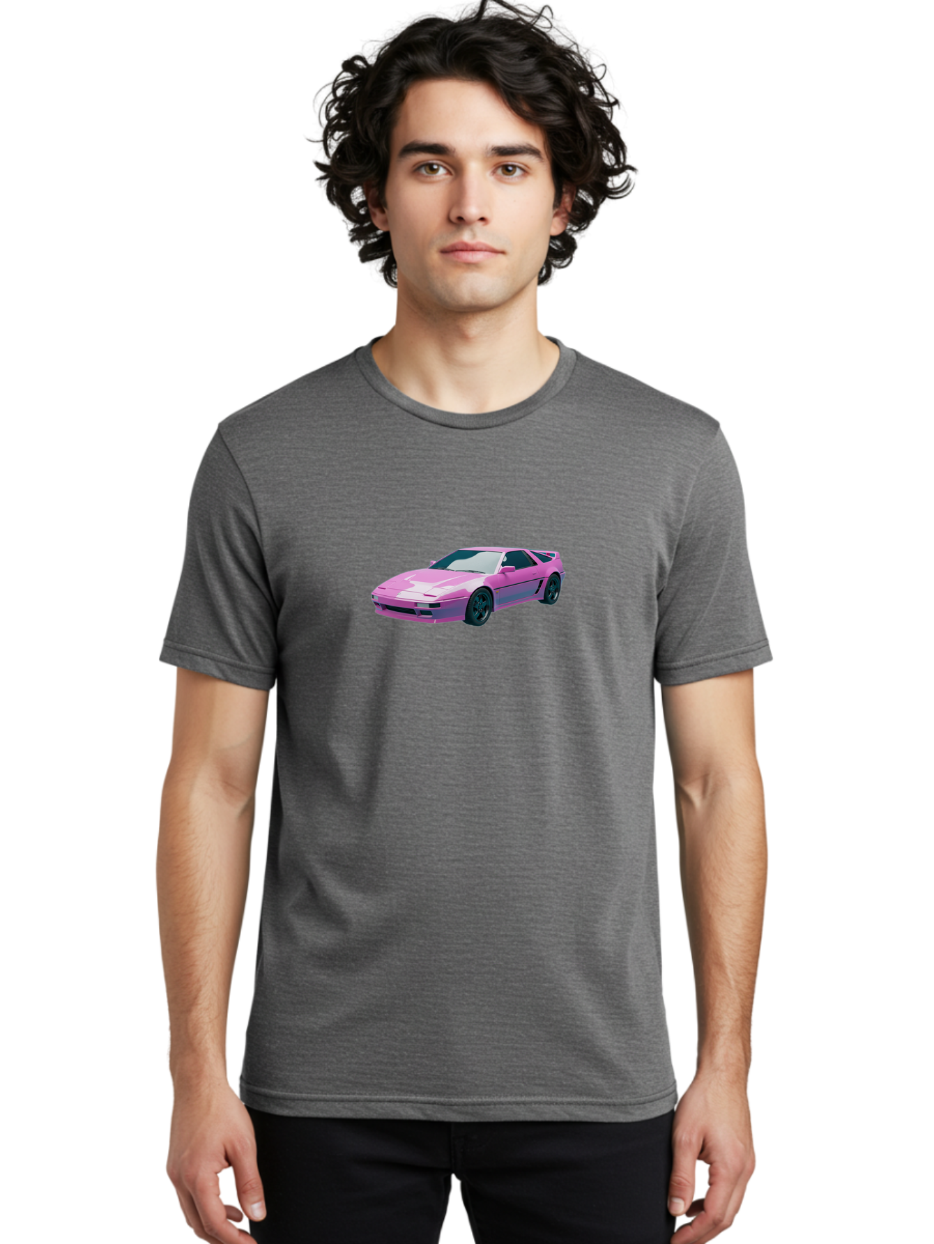 Nissan-300Zx-3 Men'S Graphic Tee, 100% Cotton, Comfortable Casual Summer Wear, Machine Washable, Pink Sports Car, Sleek Design, Futuristic Look, Vibrant Pink Color, Black Wheels, Sports Mode, Luxury Vehicle, High-Performance Car, Stylish Ride Bab040