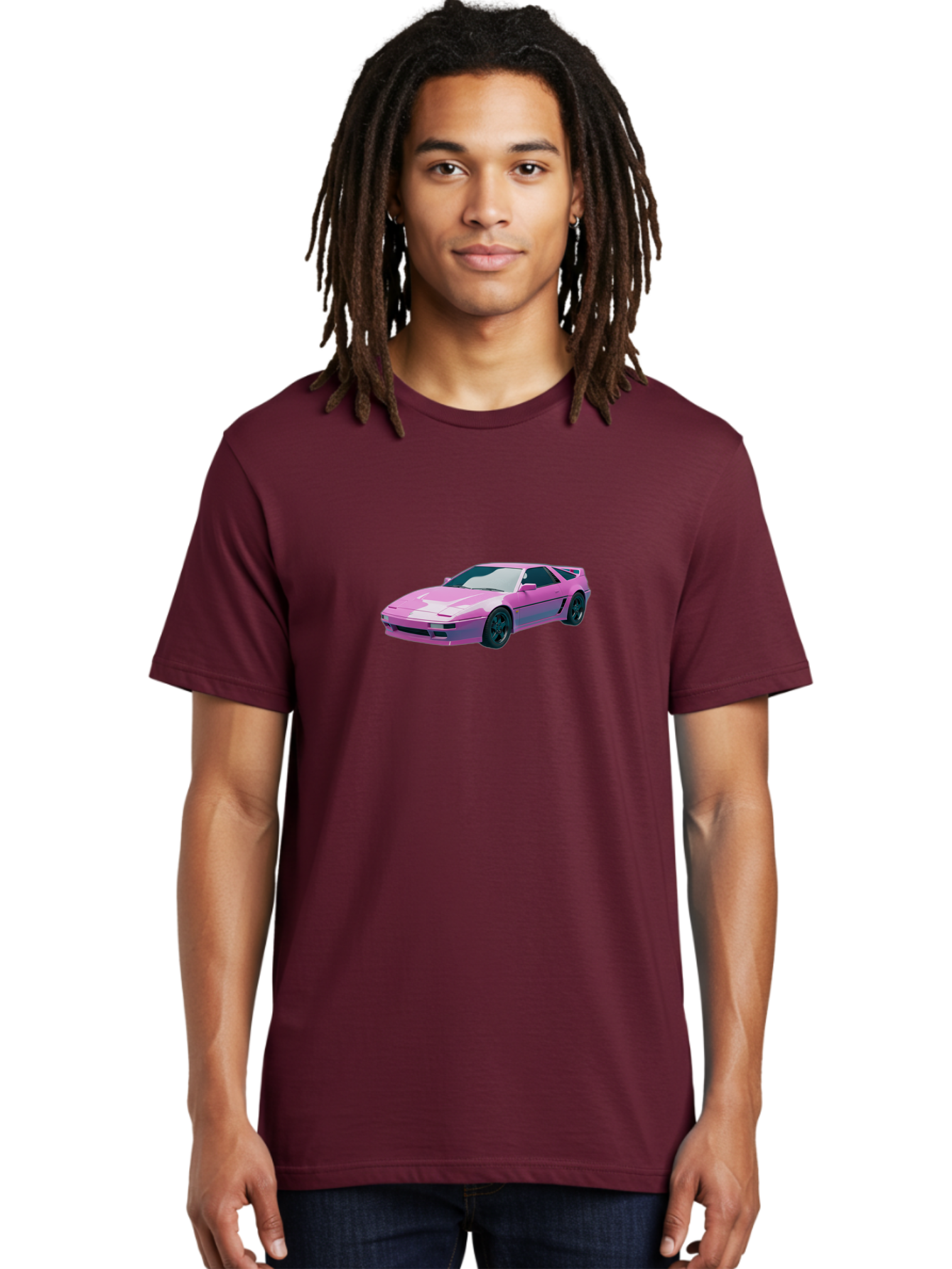 Nissan-300Zx-3 Men'S Graphic Tee, 100% Cotton, Comfortable Casual Summer Wear, Machine Washable, Pink Sports Car, Sleek Design, Futuristic Look, Vibrant Pink Color, Black Wheels, Sports Mode, Luxury Vehicle, High-Performance Car, Stylish Ride Bab040