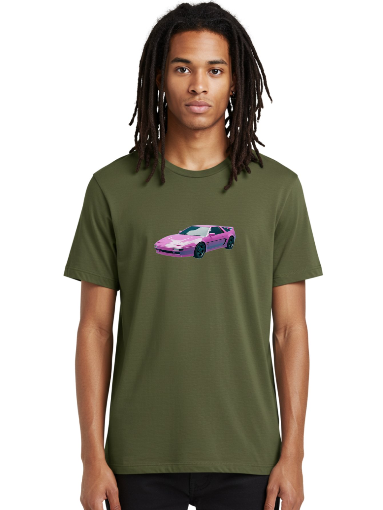 Nissan-300Zx-3 Men'S Graphic Tee, 100% Cotton, Comfortable Casual Summer Wear, Machine Washable, Pink Sports Car, Sleek Design, Futuristic Look, Vibrant Pink Color, Black Wheels, Sports Mode, Luxury Vehicle, High-Performance Car, Stylish Ride Bab040