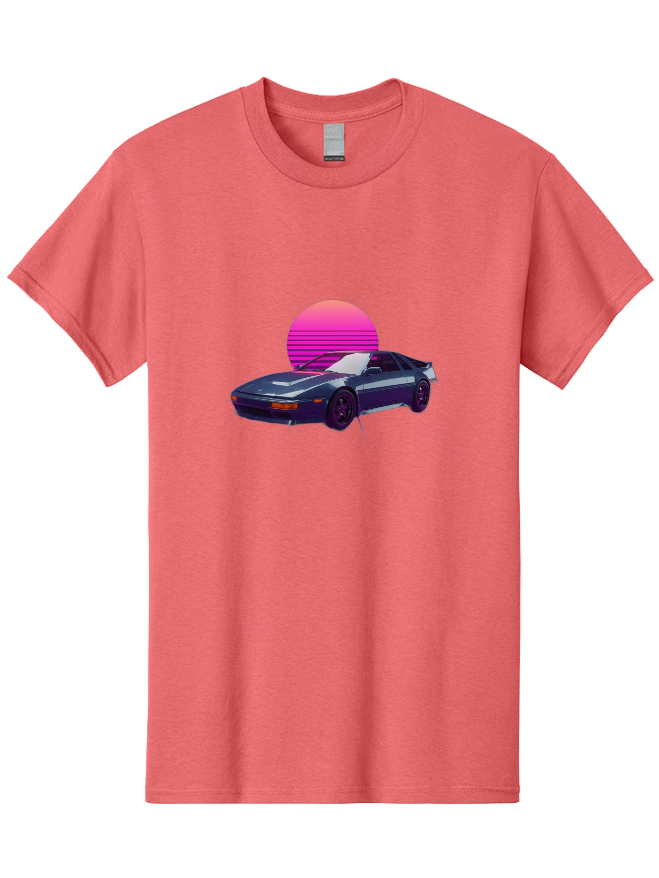 Nissan-300Zx-4 Men'S Graphic Tee, 100% Cotton, Comfortable Casual Summer Wear, Machine Washable, Classic Sports Car, Retro Futuristic, Sleek Design, Purple Car, Vaporwave Aesthetic, 80S Style, Synthwave Art, Pink Sunset, Nostalgic Feel, Bab041