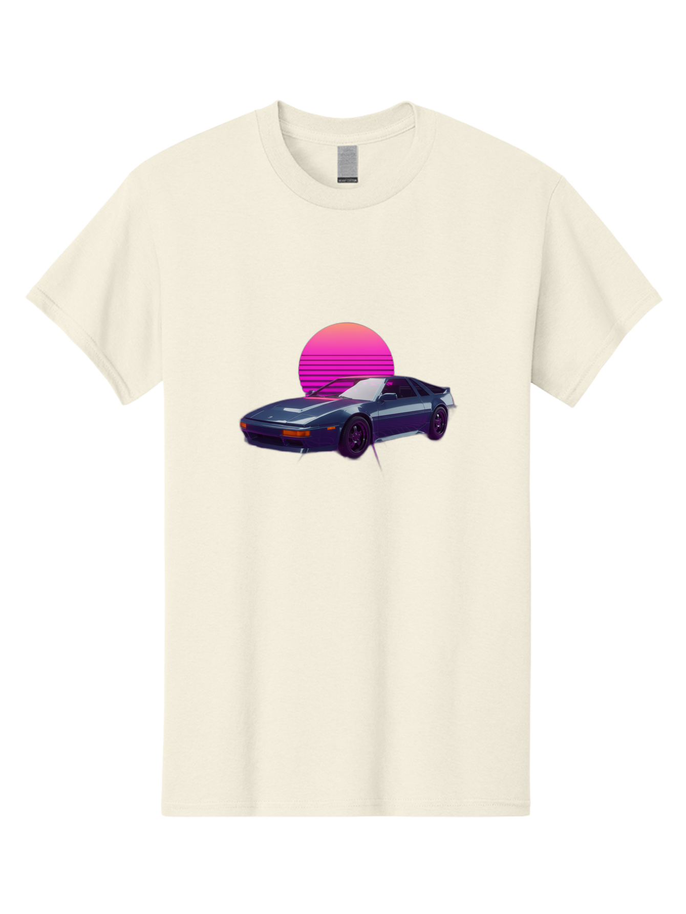 Nissan-300Zx-4 Men'S Graphic Tee, 100% Cotton, Comfortable Casual Summer Wear, Machine Washable, Classic Sports Car, Retro Futuristic, Sleek Design, Purple Car, Vaporwave Aesthetic, 80S Style, Synthwave Art, Pink Sunset, Nostalgic Feel, Bab041