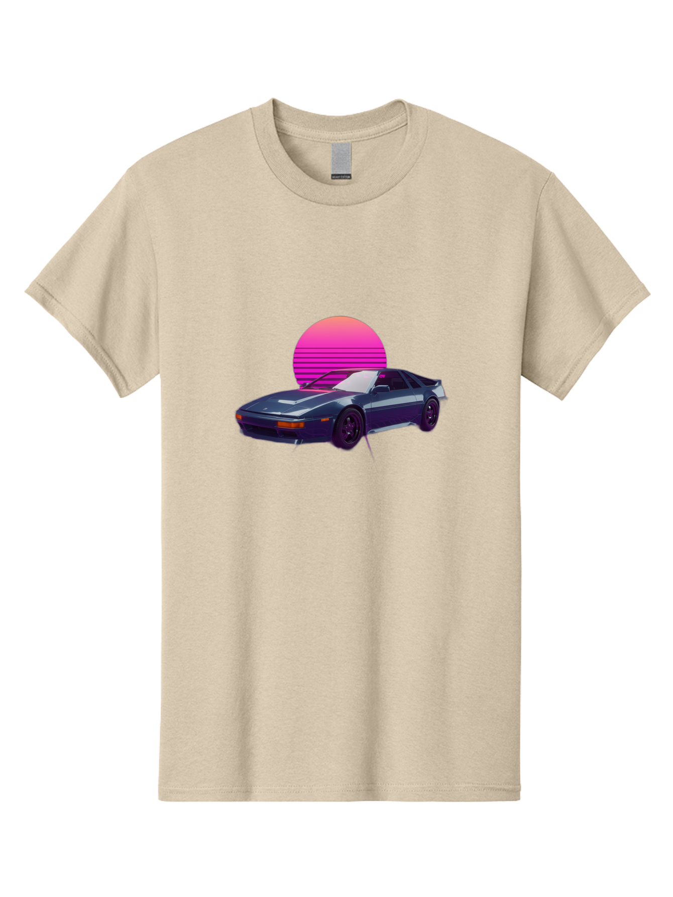 Nissan-300Zx-4 Men'S Graphic Tee, 100% Cotton, Comfortable Casual Summer Wear, Machine Washable, Classic Sports Car, Retro Futuristic, Sleek Design, Purple Car, Vaporwave Aesthetic, 80S Style, Synthwave Art, Pink Sunset, Nostalgic Feel, Bab041