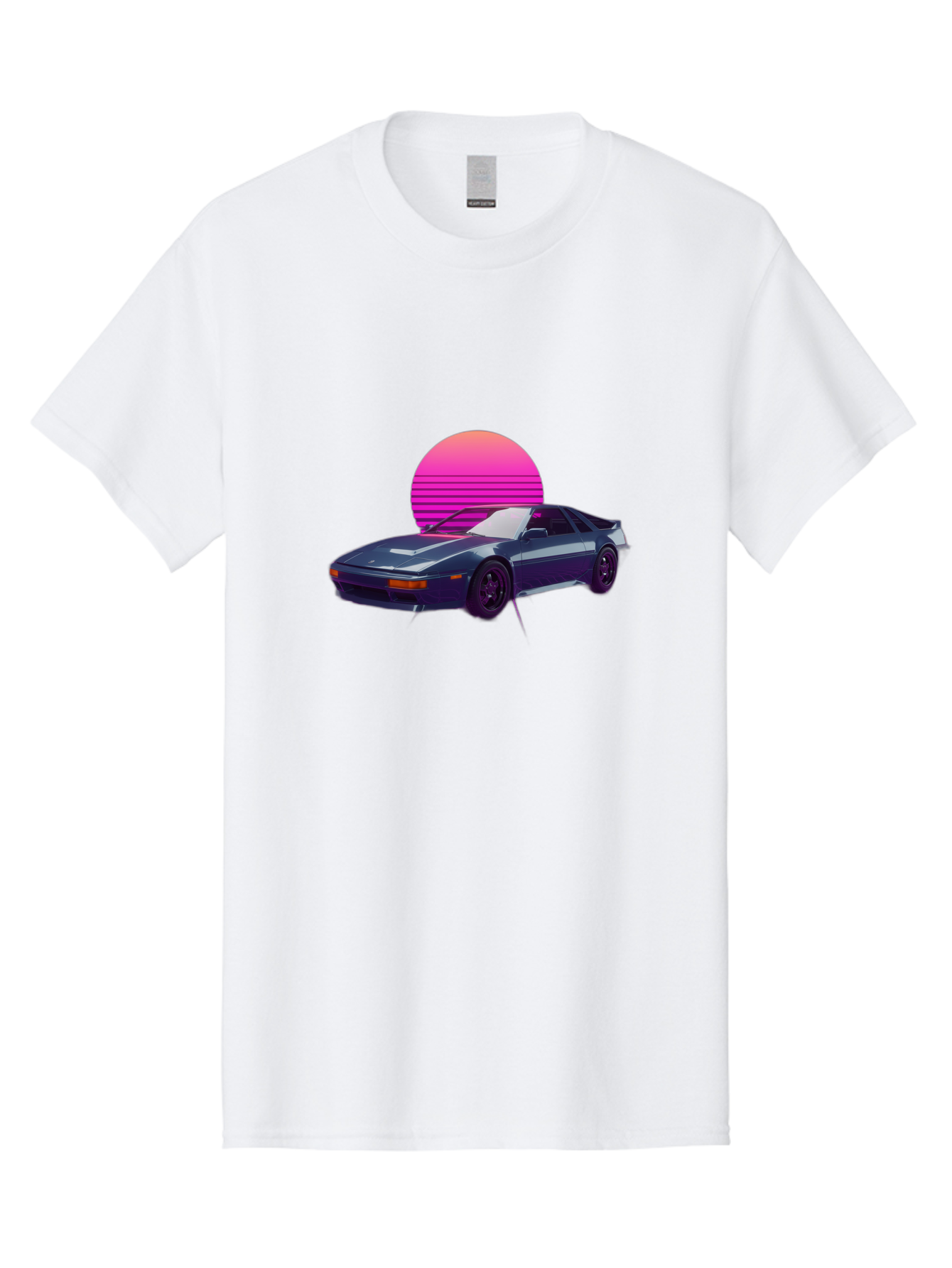 Nissan-300Zx-4 Men'S Graphic Tee, 100% Cotton, Comfortable Casual Summer Wear, Machine Washable, Classic Sports Car, Retro Futuristic, Sleek Design, Purple Car, Vaporwave Aesthetic, 80S Style, Synthwave Art, Pink Sunset, Nostalgic Feel, Bab041