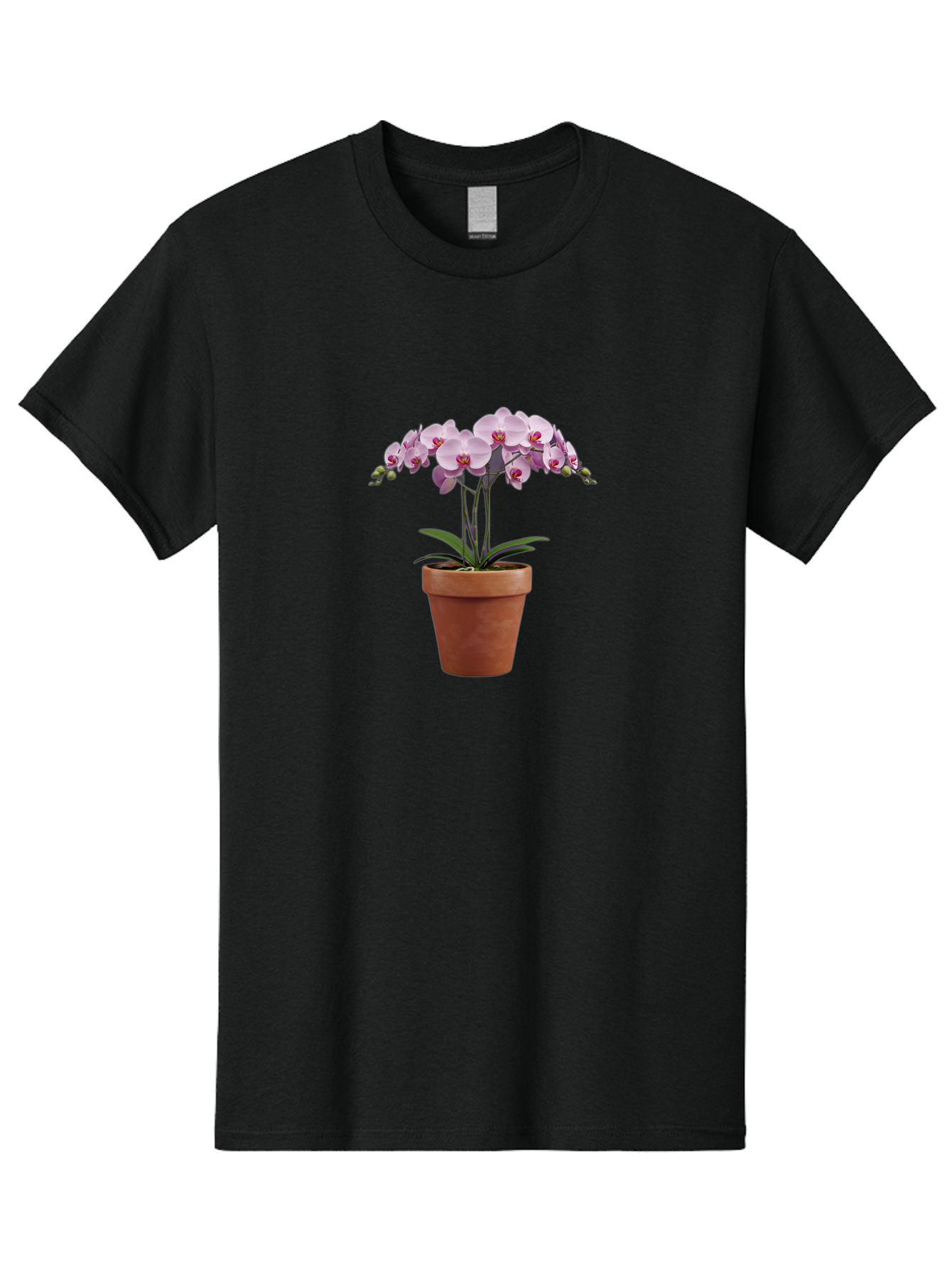 Orchid-In-Pot Men'S Graphic Tee, 100% Cotton, Comfortable Casual Summer Wear, Machine Washable, Orchid Flowers, Pink Blooms, Terracotta Pot, Indoor Plants, Floral Arrangement, Elegant Decor, Tropical Plants, Gardening Inspiration, Home Decor Bab056