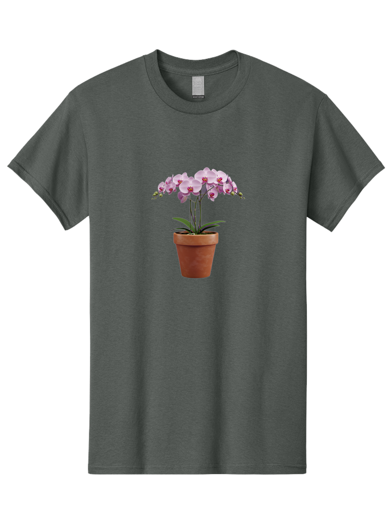 Orchid-In-Pot Men'S Graphic Tee, 100% Cotton, Comfortable Casual Summer Wear, Machine Washable, Orchid Flowers, Pink Blooms, Terracotta Pot, Indoor Plants, Floral Arrangement, Elegant Decor, Tropical Plants, Gardening Inspiration, Home Decor Bab056