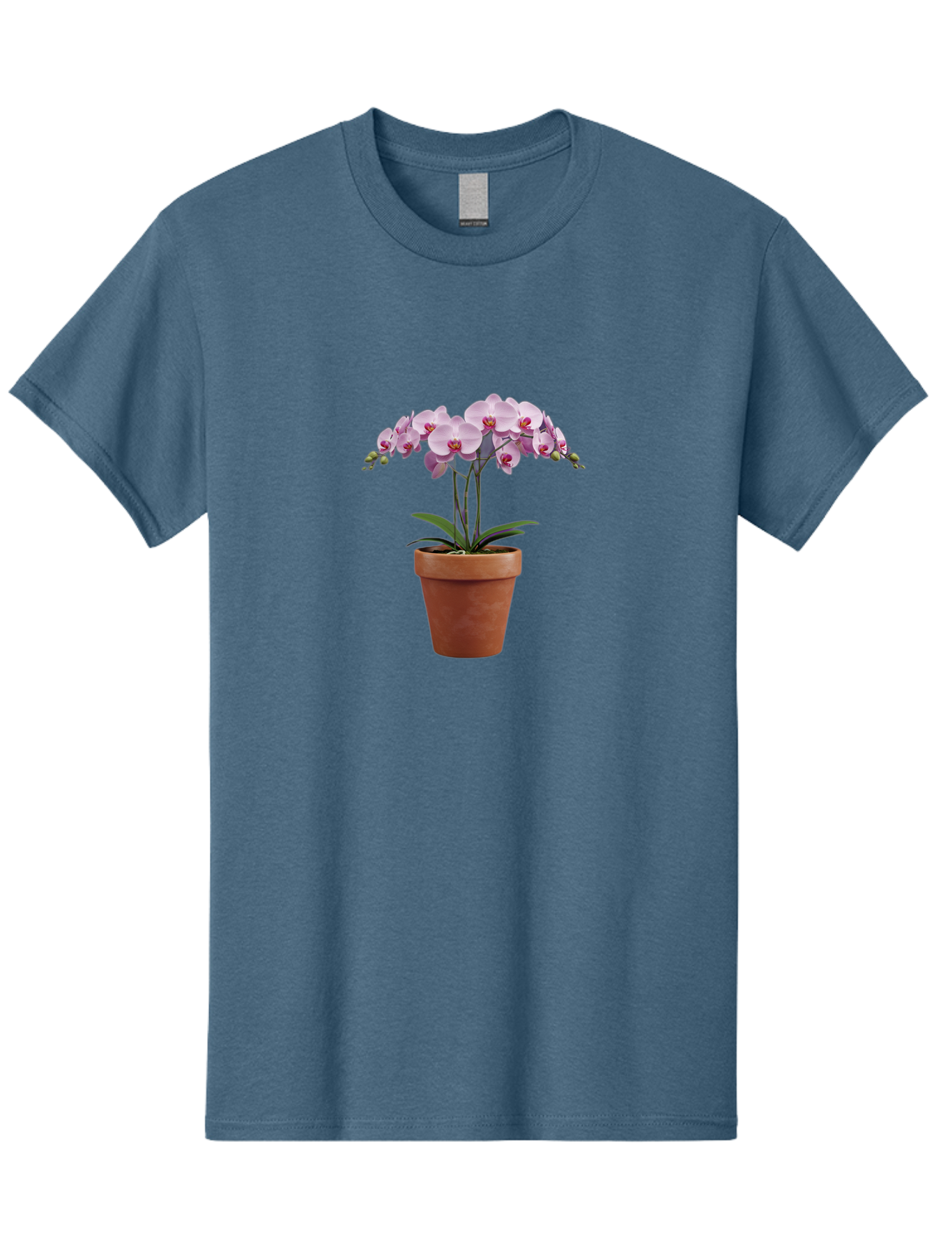 Orchid-In-Pot Men'S Graphic Tee, 100% Cotton, Comfortable Casual Summer Wear, Machine Washable, Orchid Flowers, Pink Blooms, Terracotta Pot, Indoor Plants, Floral Arrangement, Elegant Decor, Tropical Plants, Gardening Inspiration, Home Decor Bab056