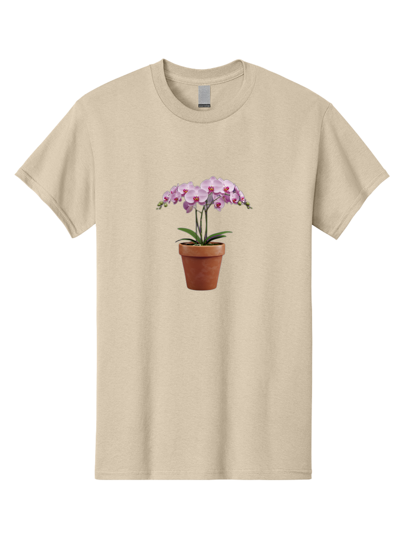 Orchid-In-Pot Men'S Graphic Tee, 100% Cotton, Comfortable Casual Summer Wear, Machine Washable, Orchid Flowers, Pink Blooms, Terracotta Pot, Indoor Plants, Floral Arrangement, Elegant Decor, Tropical Plants, Gardening Inspiration, Home Decor Bab056