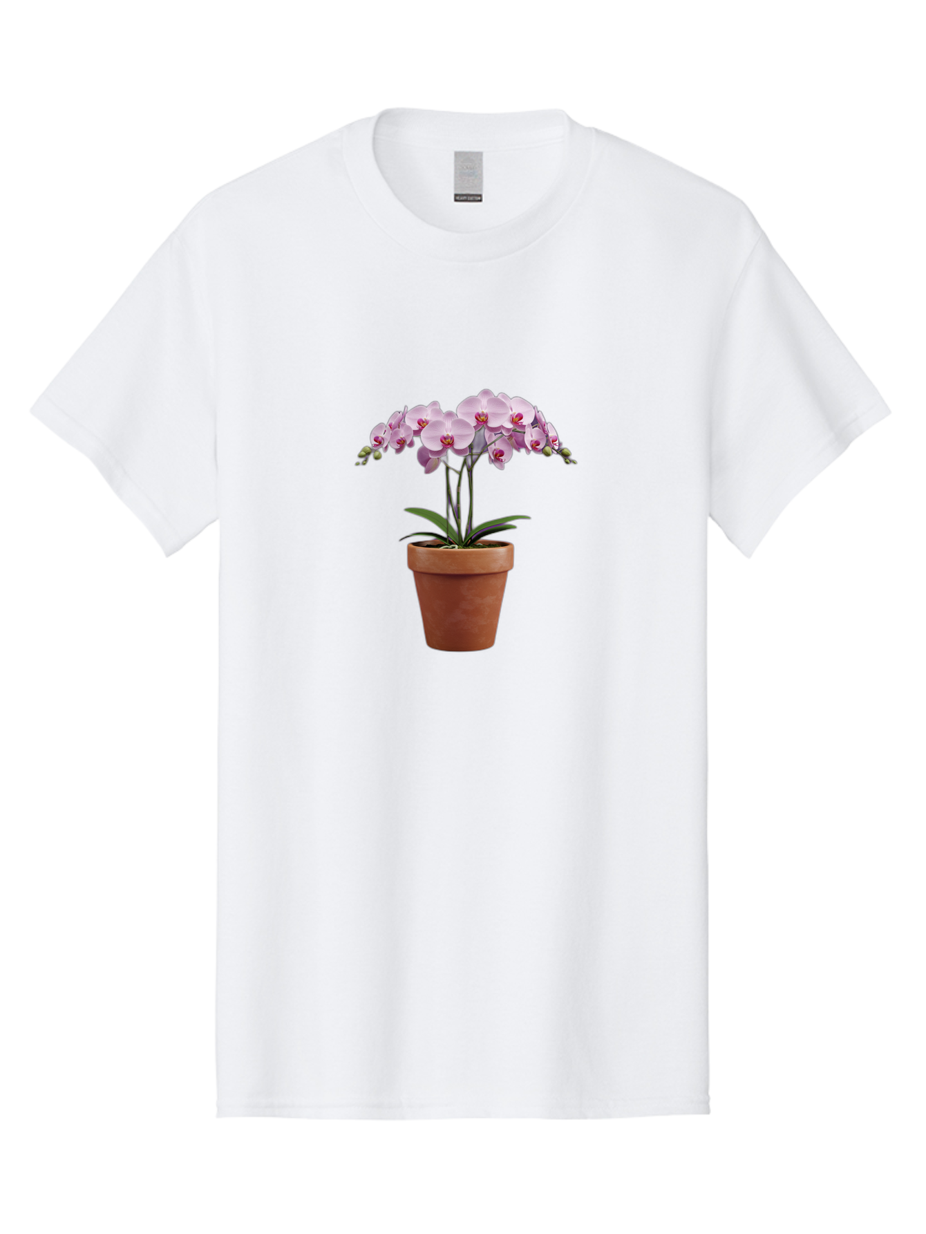 Orchid-In-Pot Men'S Graphic Tee, 100% Cotton, Comfortable Casual Summer Wear, Machine Washable, Orchid Flowers, Pink Blooms, Terracotta Pot, Indoor Plants, Floral Arrangement, Elegant Decor, Tropical Plants, Gardening Inspiration, Home Decor Bab056