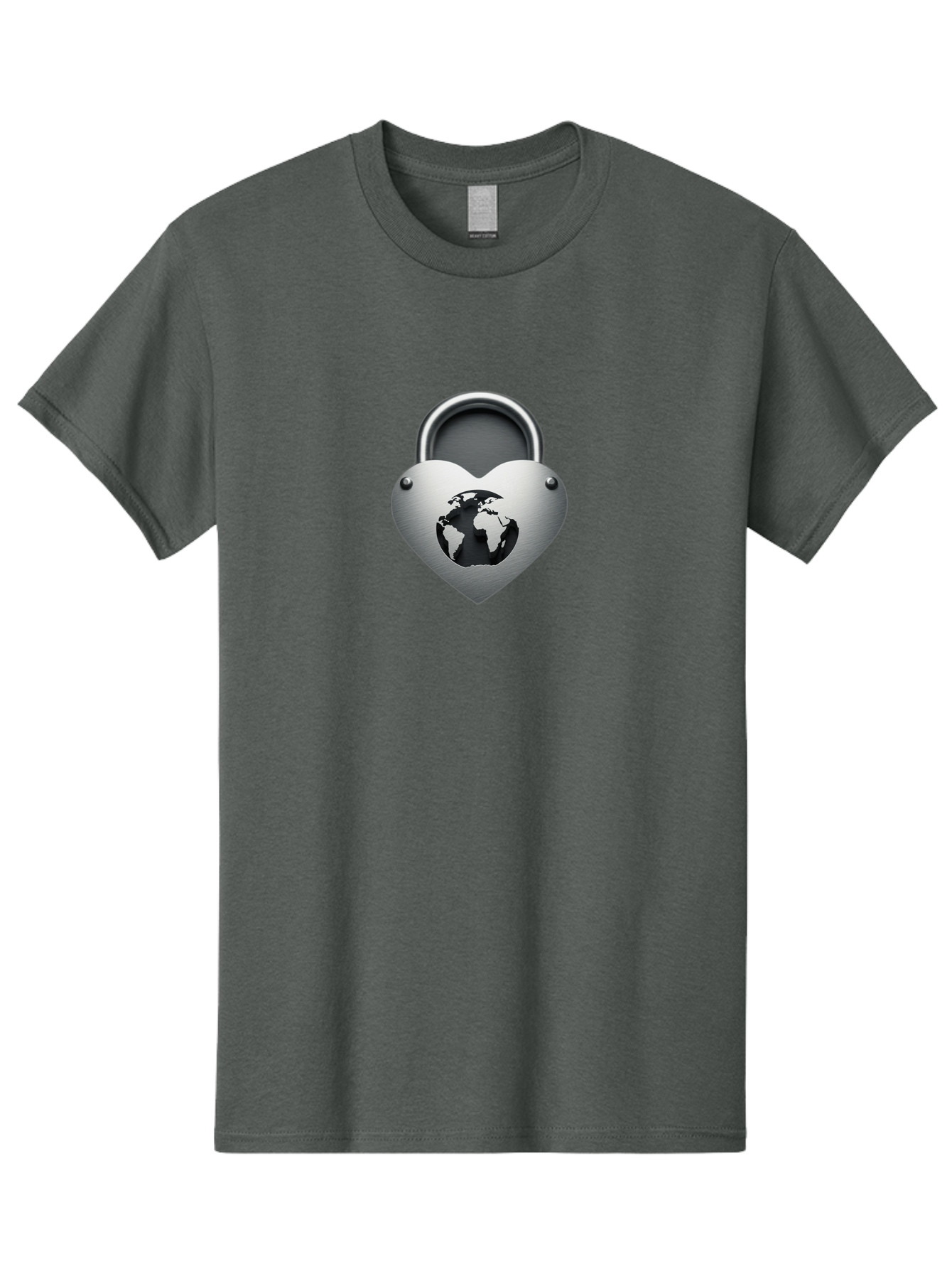 Padlock-Heart Men'S Graphic Tee, 100% Cotton, Comfortable Casual Summer Wear, Machine Washable, Heart Shaped Padlock, Global Protection, Security Symbol, Love For The Planet, World Unity, Secure Future, Global Safety, Heart Icon Bab060