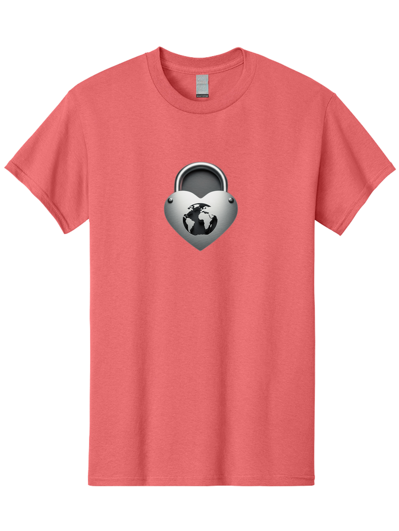 Padlock-Heart Men'S Graphic Tee, 100% Cotton, Comfortable Casual Summer Wear, Machine Washable, Heart Shaped Padlock, Global Protection, Security Symbol, Love For The Planet, World Unity, Secure Future, Global Safety, Heart Icon Bab060