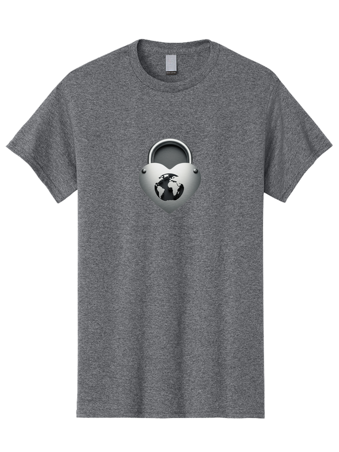 Padlock-Heart Men'S Graphic Tee, 100% Cotton, Comfortable Casual Summer Wear, Machine Washable, Heart Shaped Padlock, Global Protection, Security Symbol, Love For The Planet, World Unity, Secure Future, Global Safety, Heart Icon Bab060