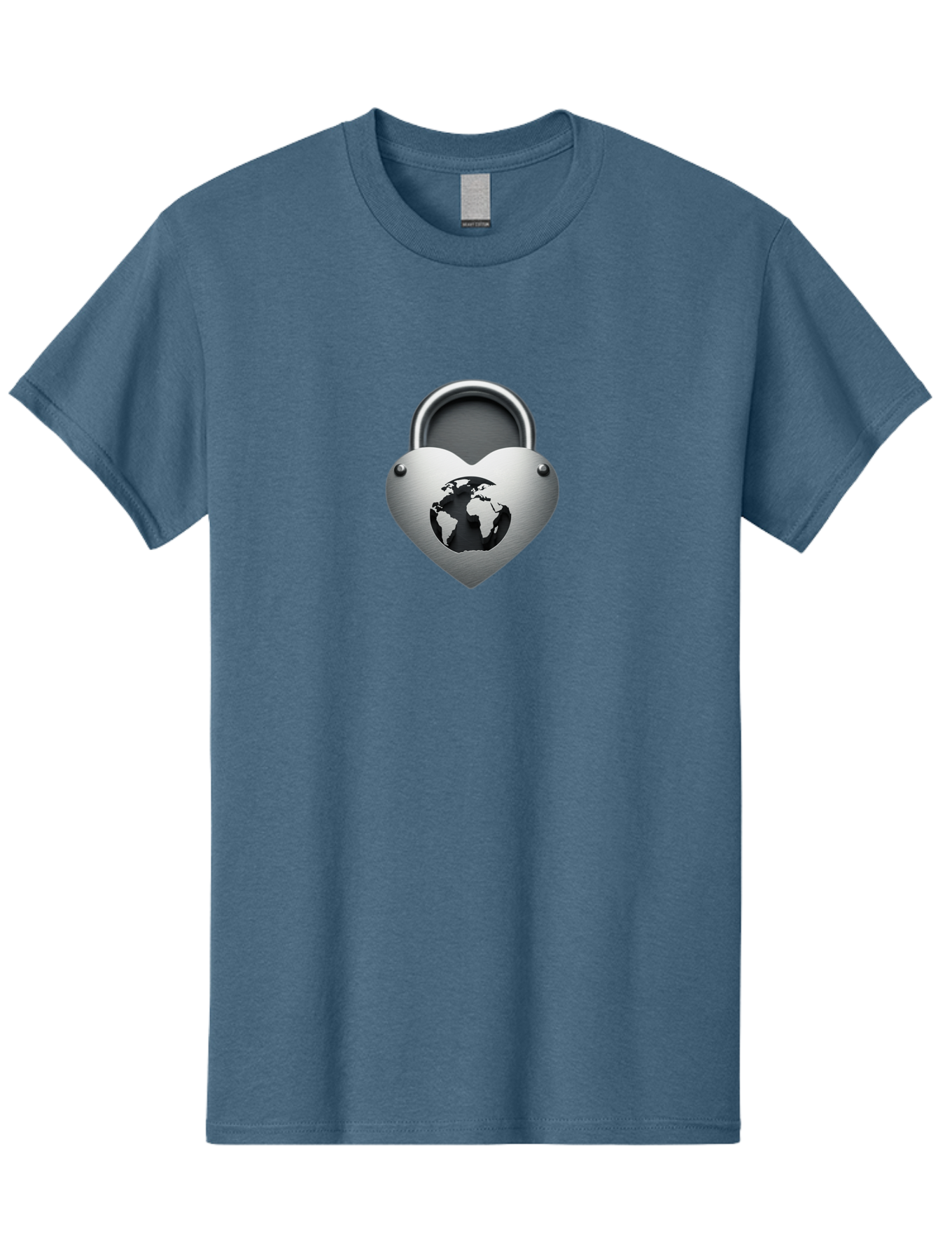 Padlock-Heart Men'S Graphic Tee, 100% Cotton, Comfortable Casual Summer Wear, Machine Washable, Heart Shaped Padlock, Global Protection, Security Symbol, Love For The Planet, World Unity, Secure Future, Global Safety, Heart Icon Bab060