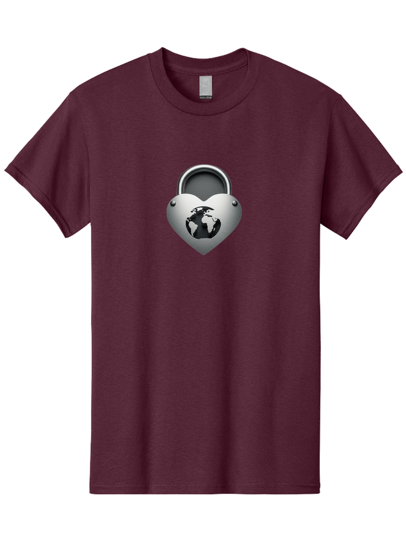Padlock-Heart Men'S Graphic Tee, 100% Cotton, Comfortable Casual Summer Wear, Machine Washable, Heart Shaped Padlock, Global Protection, Security Symbol, Love For The Planet, World Unity, Secure Future, Global Safety, Heart Icon Bab060