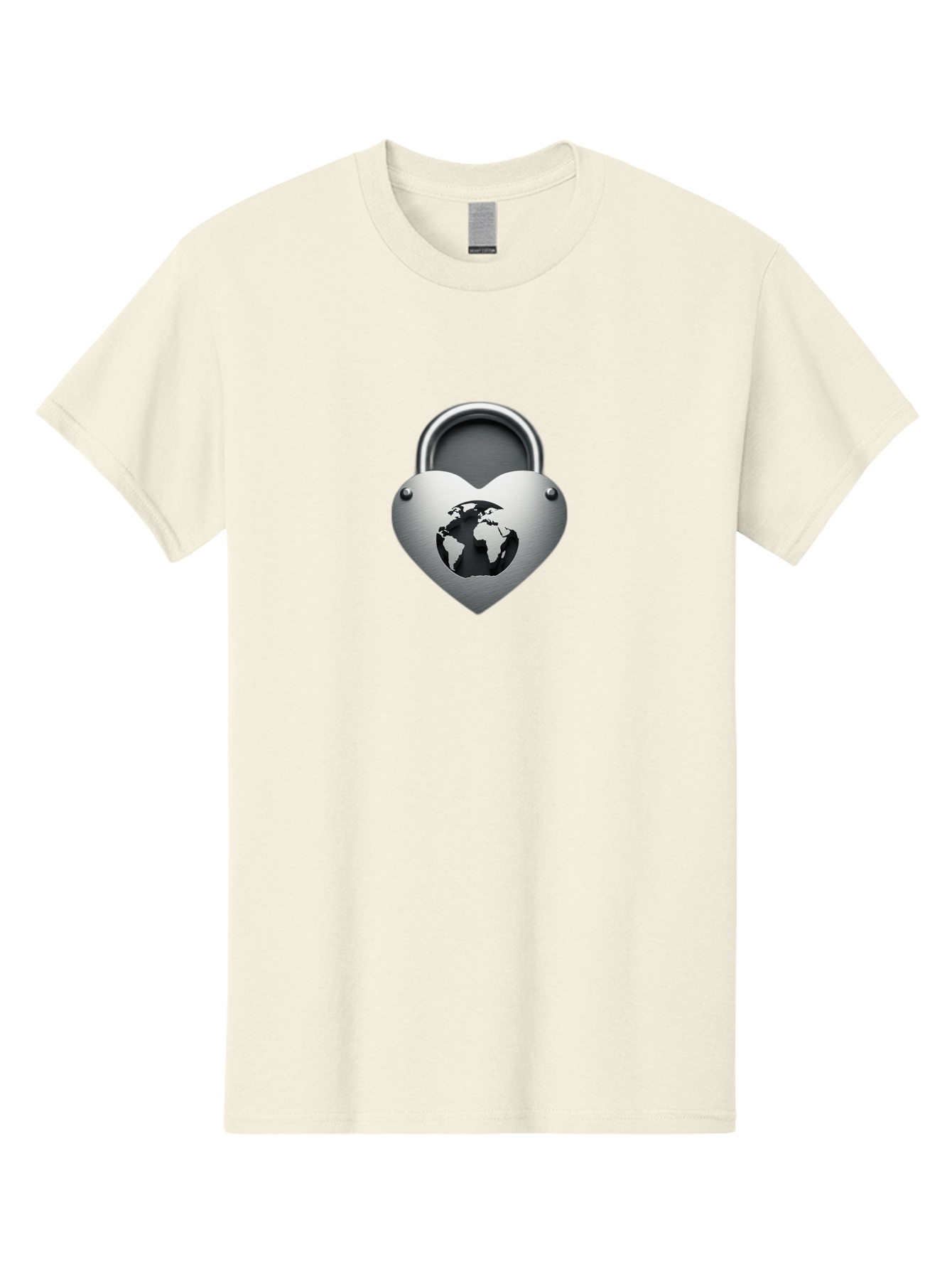 Padlock-Heart Men'S Graphic Tee, 100% Cotton, Comfortable Casual Summer Wear, Machine Washable, Heart Shaped Padlock, Global Protection, Security Symbol, Love For The Planet, World Unity, Secure Future, Global Safety, Heart Icon Bab060
