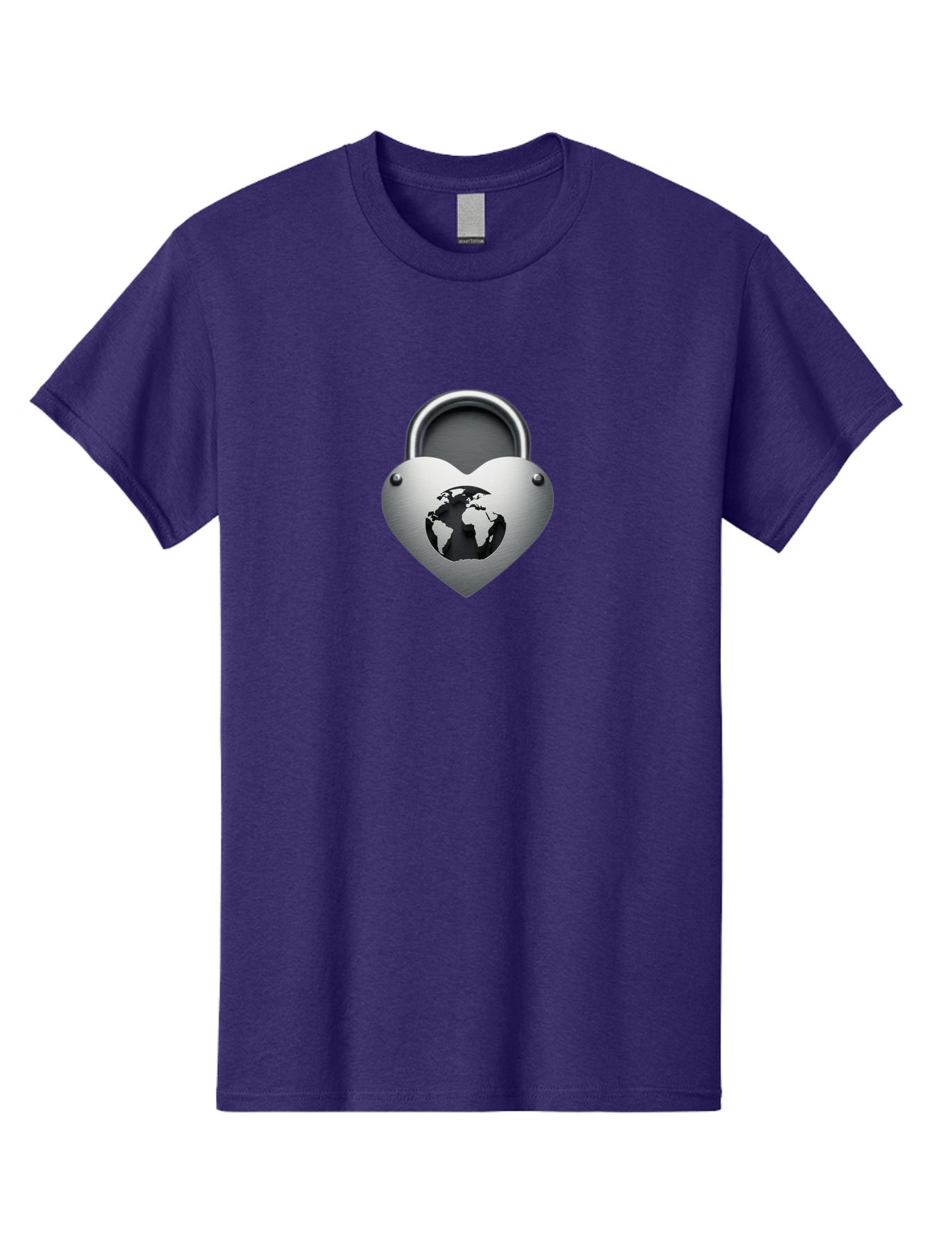 Padlock-Heart Men'S Graphic Tee, 100% Cotton, Comfortable Casual Summer Wear, Machine Washable, Heart Shaped Padlock, Global Protection, Security Symbol, Love For The Planet, World Unity, Secure Future, Global Safety, Heart Icon Bab060