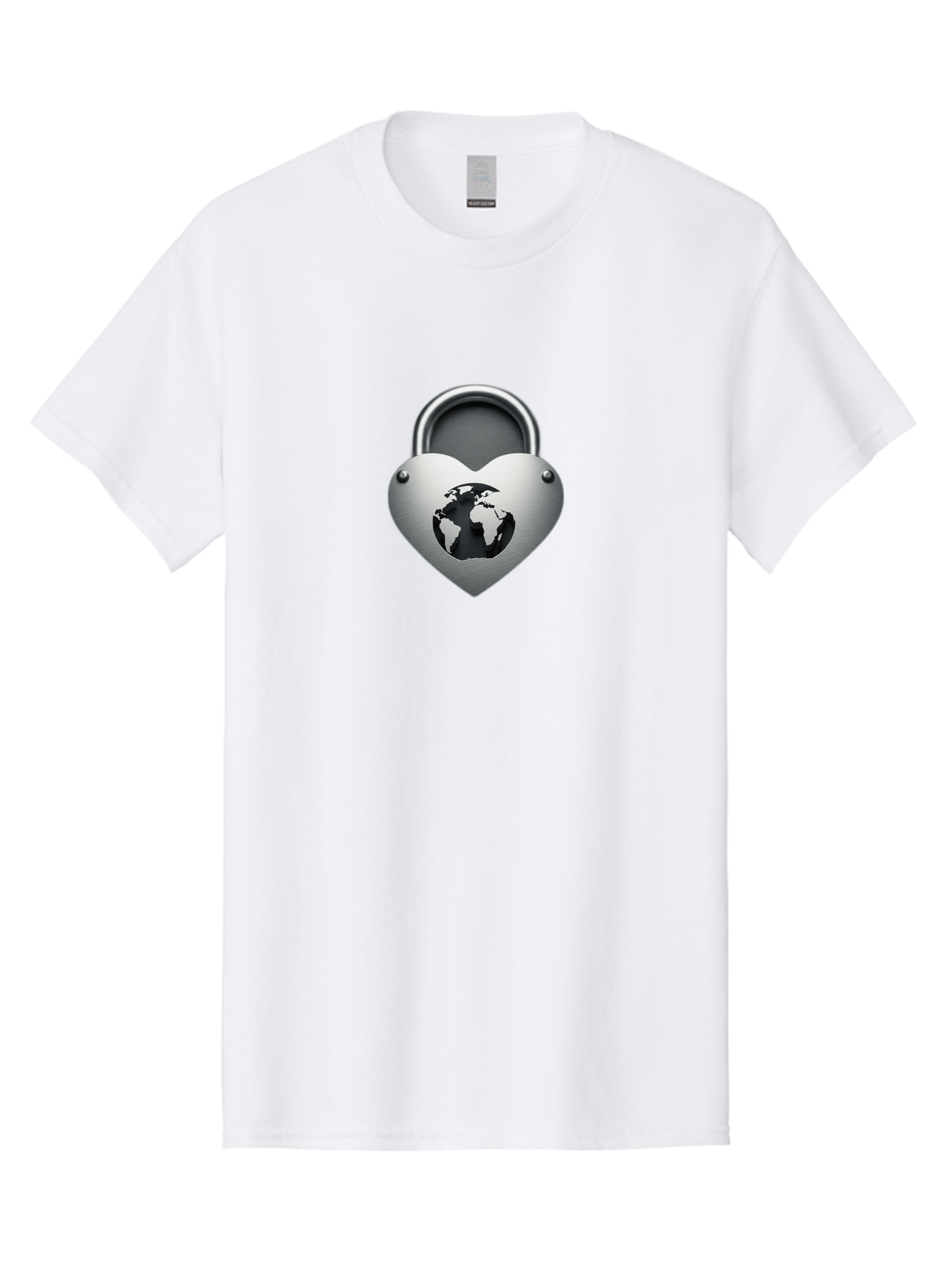 Padlock-Heart Men'S Graphic Tee, 100% Cotton, Comfortable Casual Summer Wear, Machine Washable, Heart Shaped Padlock, Global Protection, Security Symbol, Love For The Planet, World Unity, Secure Future, Global Safety, Heart Icon Bab060