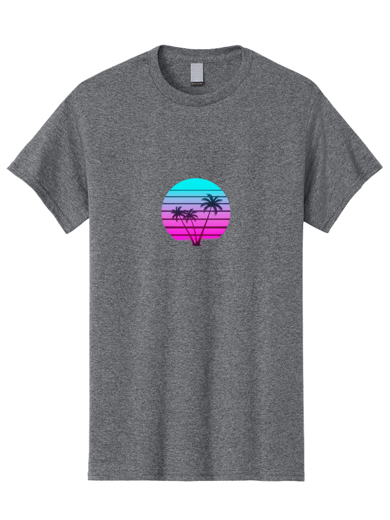 Palm-Trees Men'S Graphic Tee, 100% Cotton, Comfortable Casual Summer Wear, Machine Washable, Retro Futurism, Synthwave Aesthetic, Pastel Colors, Palm Trees, Gradient Effect, Vaporwave Style, 80S Vibe, Futuristic Landscape, Tropical Scene, Bab065