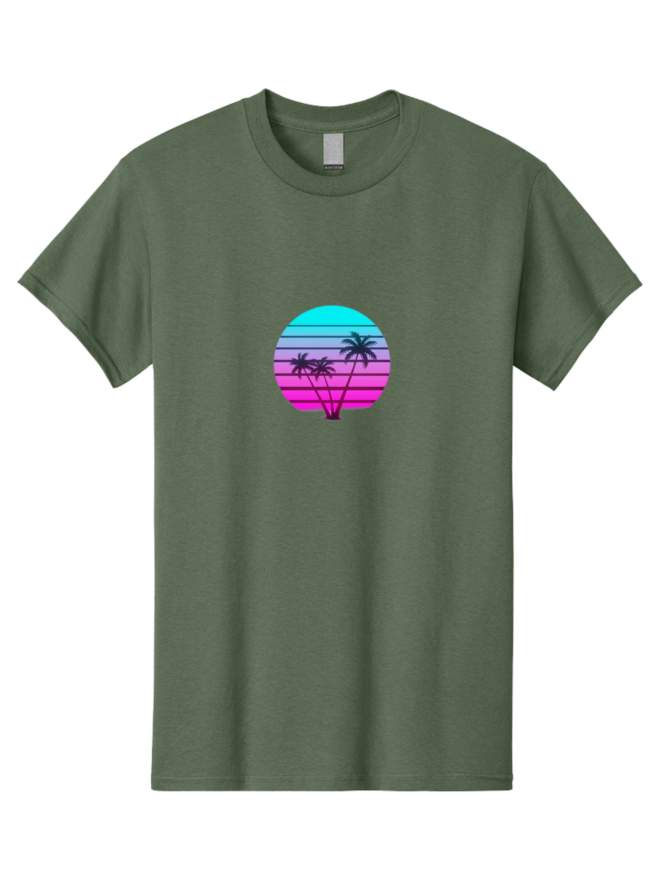 Palm-Trees Men'S Graphic Tee, 100% Cotton, Comfortable Casual Summer Wear, Machine Washable, Retro Futurism, Synthwave Aesthetic, Pastel Colors, Palm Trees, Gradient Effect, Vaporwave Style, 80S Vibe, Futuristic Landscape, Tropical Scene, Bab065