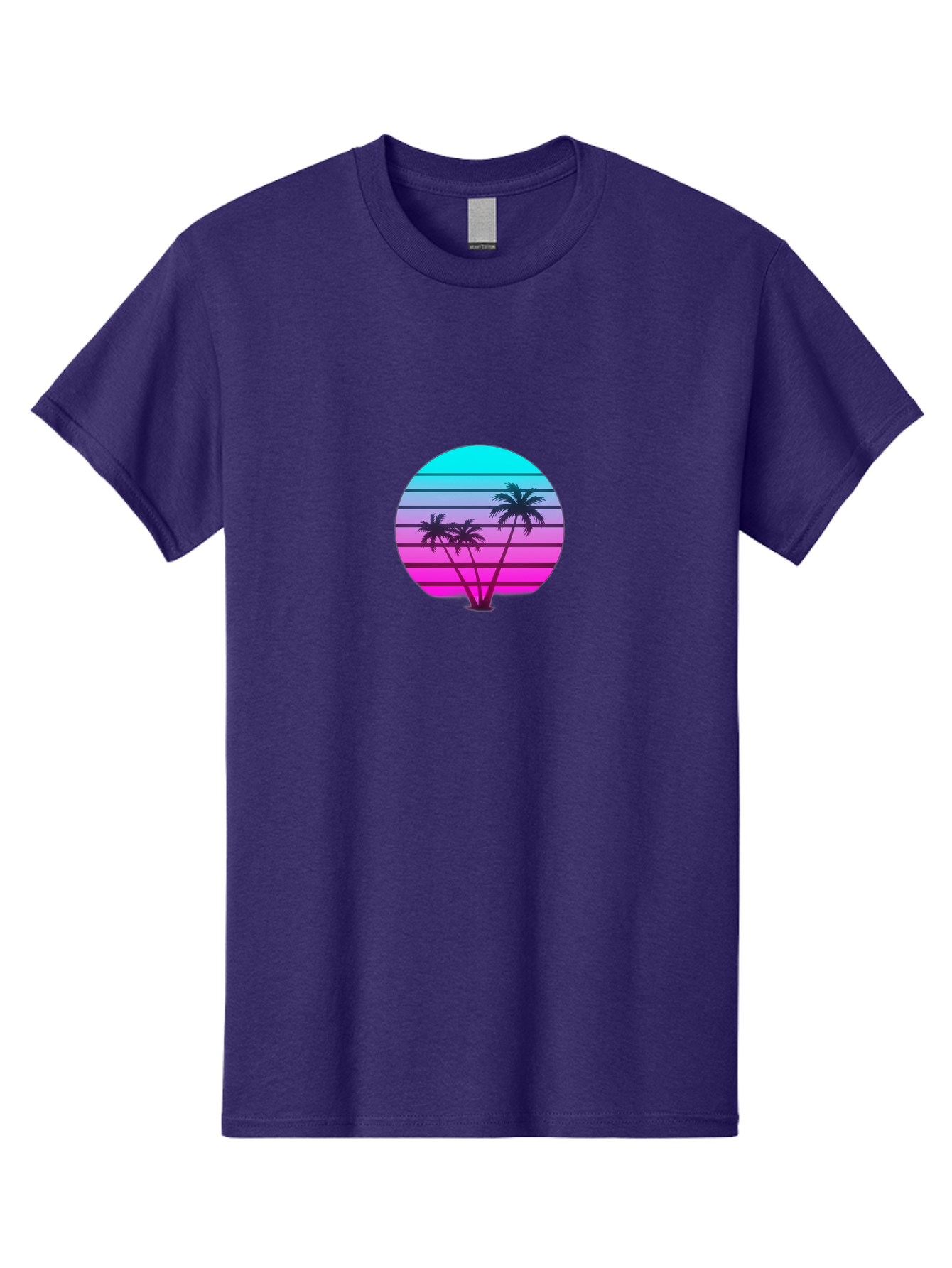 Palm-Trees Men'S Graphic Tee, 100% Cotton, Comfortable Casual Summer Wear, Machine Washable, Retro Futurism, Synthwave Aesthetic, Pastel Colors, Palm Trees, Gradient Effect, Vaporwave Style, 80S Vibe, Futuristic Landscape, Tropical Scene, Bab065