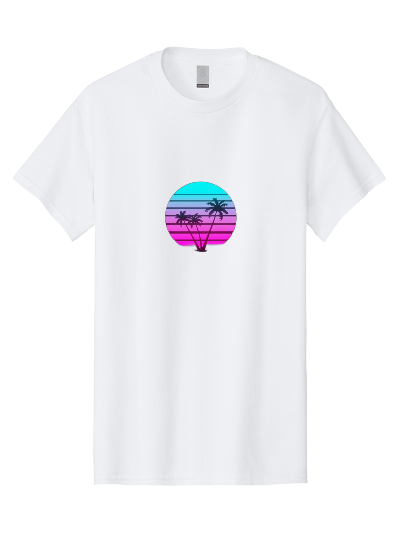 Palm-Trees Men'S Graphic Tee, 100% Cotton, Comfortable Casual Summer Wear, Machine Washable, Retro Futurism, Synthwave Aesthetic, Pastel Colors, Palm Trees, Gradient Effect, Vaporwave Style, 80S Vibe, Futuristic Landscape, Tropical Scene, Bab065