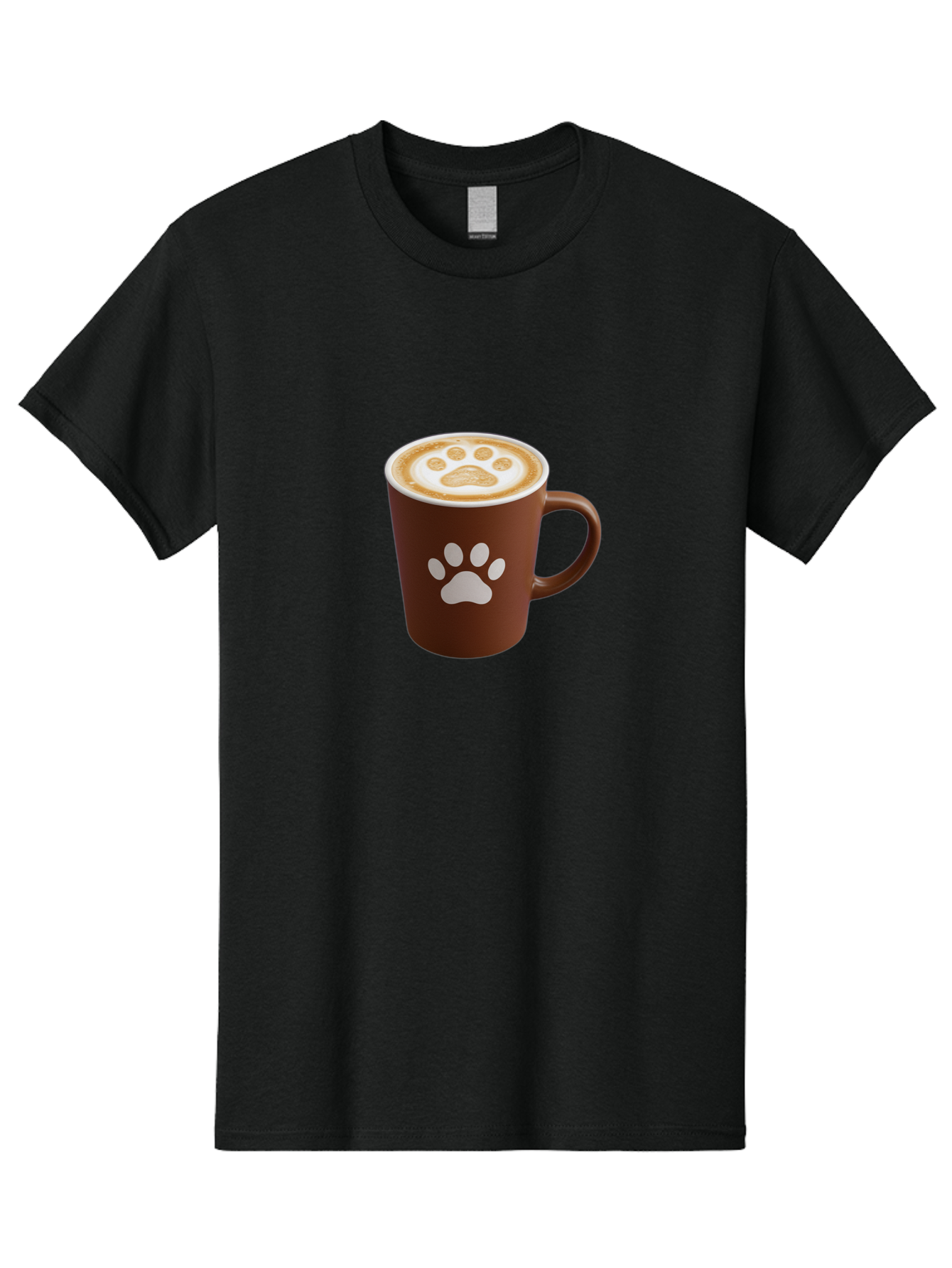 Paw-Print-Coffee-Cup Men'S Graphic Tee, 100% Cotton, Comfortable Casual Summer Wear, Machine Washable, Coffee Cup, Paw Print Design, Latte Art, Cappuccino, Pet Friendly Coffee, Animal Print, Coffee Lover Gift, Cat Paw Print, Dog Paw Print Bab069
