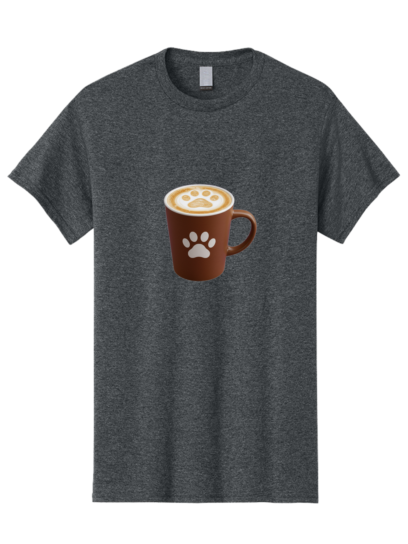 Paw-Print-Coffee-Cup Men'S Graphic Tee, 100% Cotton, Comfortable Casual Summer Wear, Machine Washable, Coffee Cup, Paw Print Design, Latte Art, Cappuccino, Pet Friendly Coffee, Animal Print, Coffee Lover Gift, Cat Paw Print, Dog Paw Print Bab069