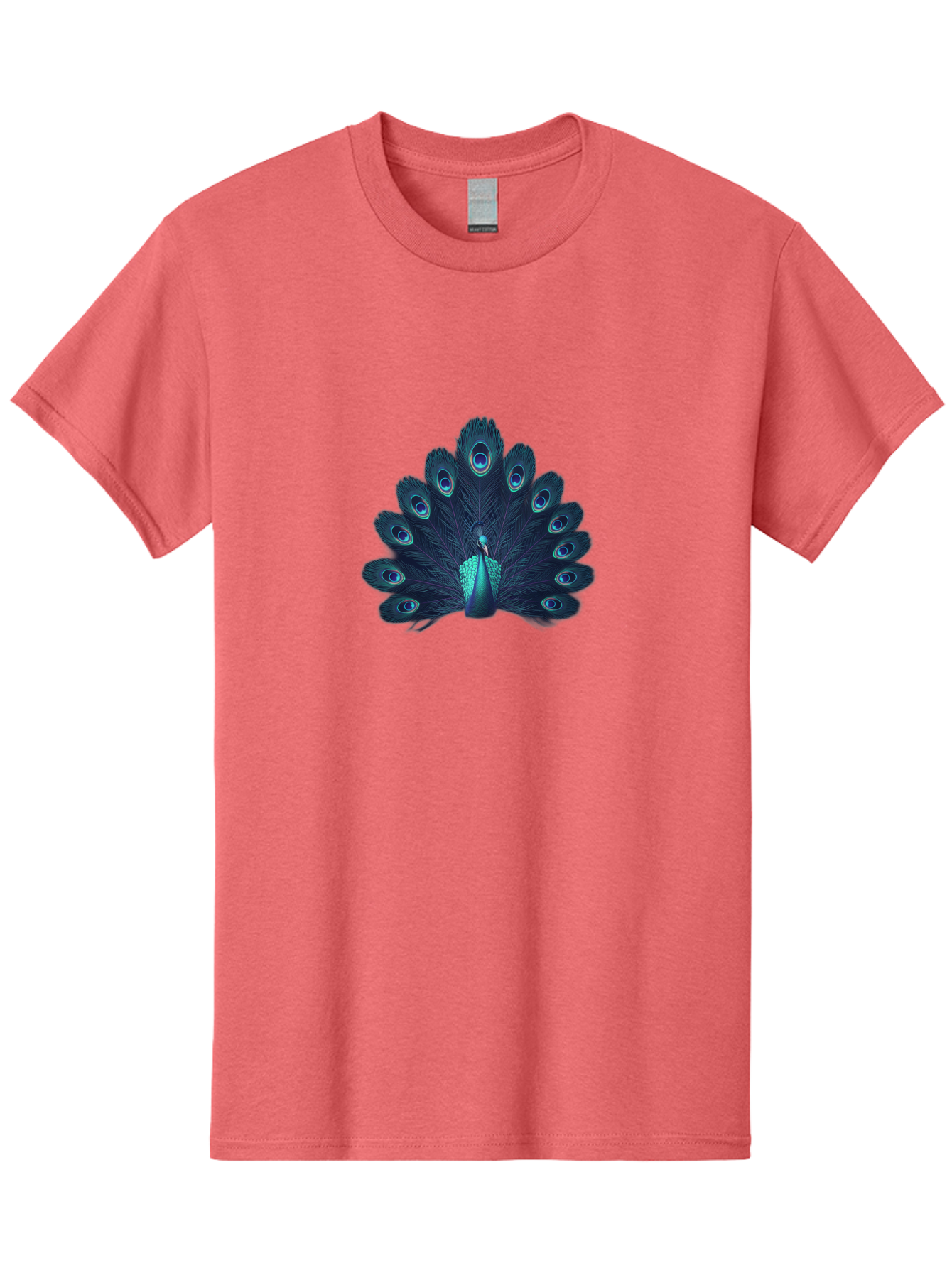 Peacock-10 Men'S Graphic Tee, 100% Cotton, Comfortable Casual Summer Wear, Machine Washable, Peacock Spreading Its Feathers, Blue Eyespots, Vibrant Plumage, Majestic Bird, Iridescent Colors, Natural Beauty, Exotic Wildlife, Stunning Display Bab071
